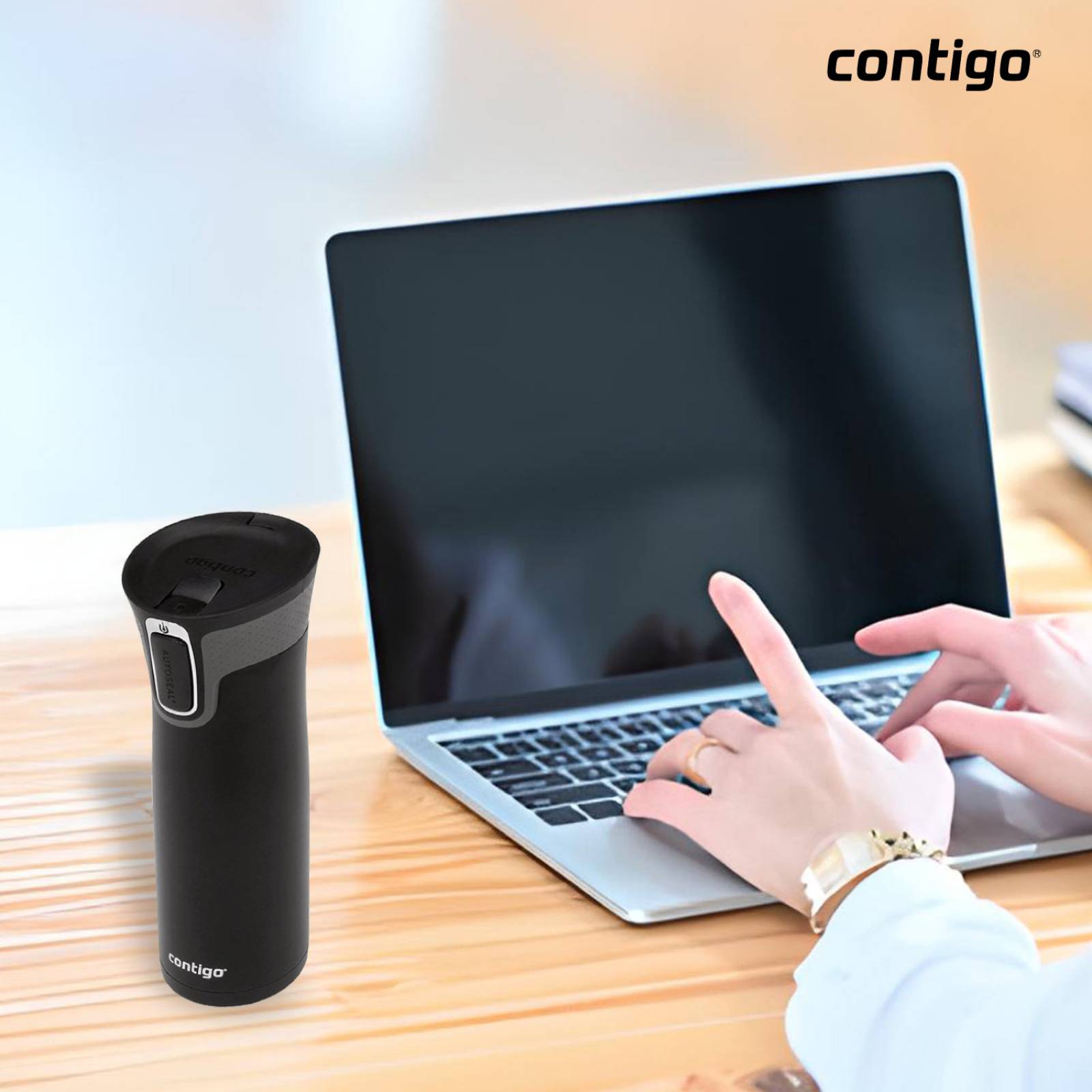 Termo Acero Inoxidable West Loop Autoseal 591 Ml Contigo Negro mate