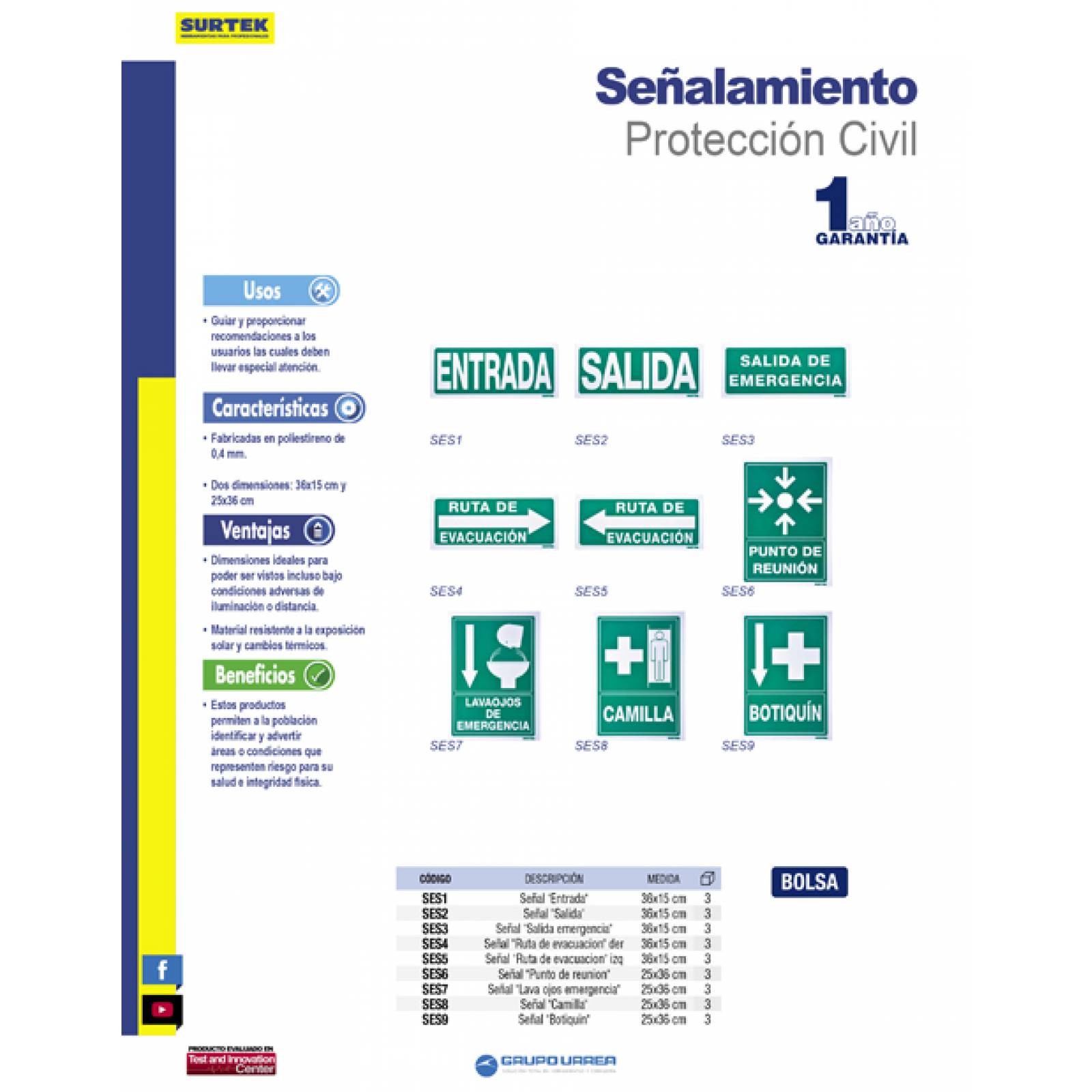 Letrero Ruta Evacuacion Derecha Proteccion Civil 1 Pz Surtek 