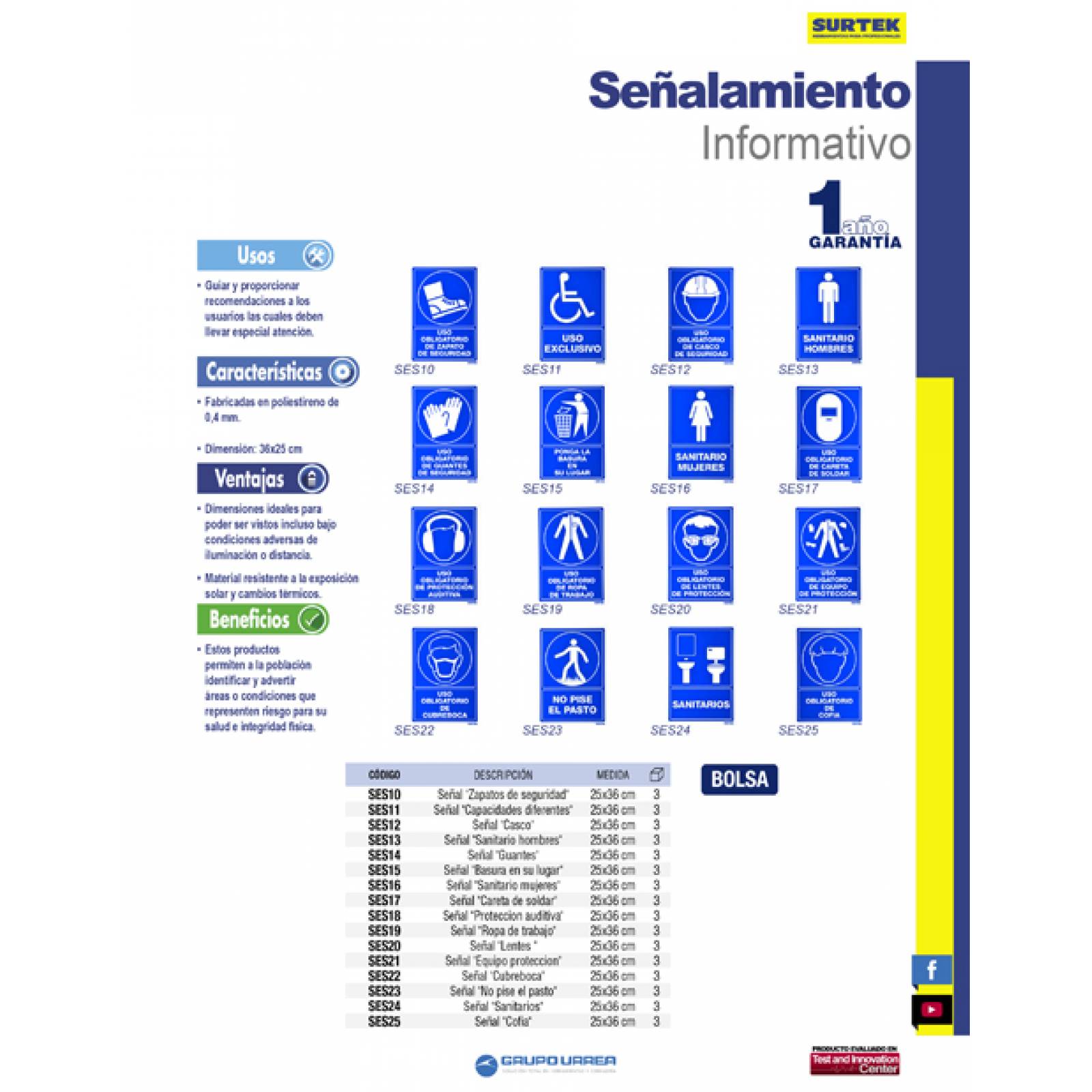 Letrero Sanitario Hombres Proteccion Civil 1 Pz 25x36 Surtek 