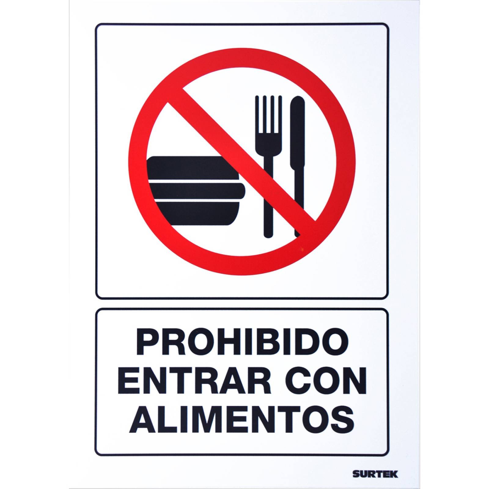 Letrero Prohibido Alimentos Señal Prohibitiva 1 Pieza Surtek 