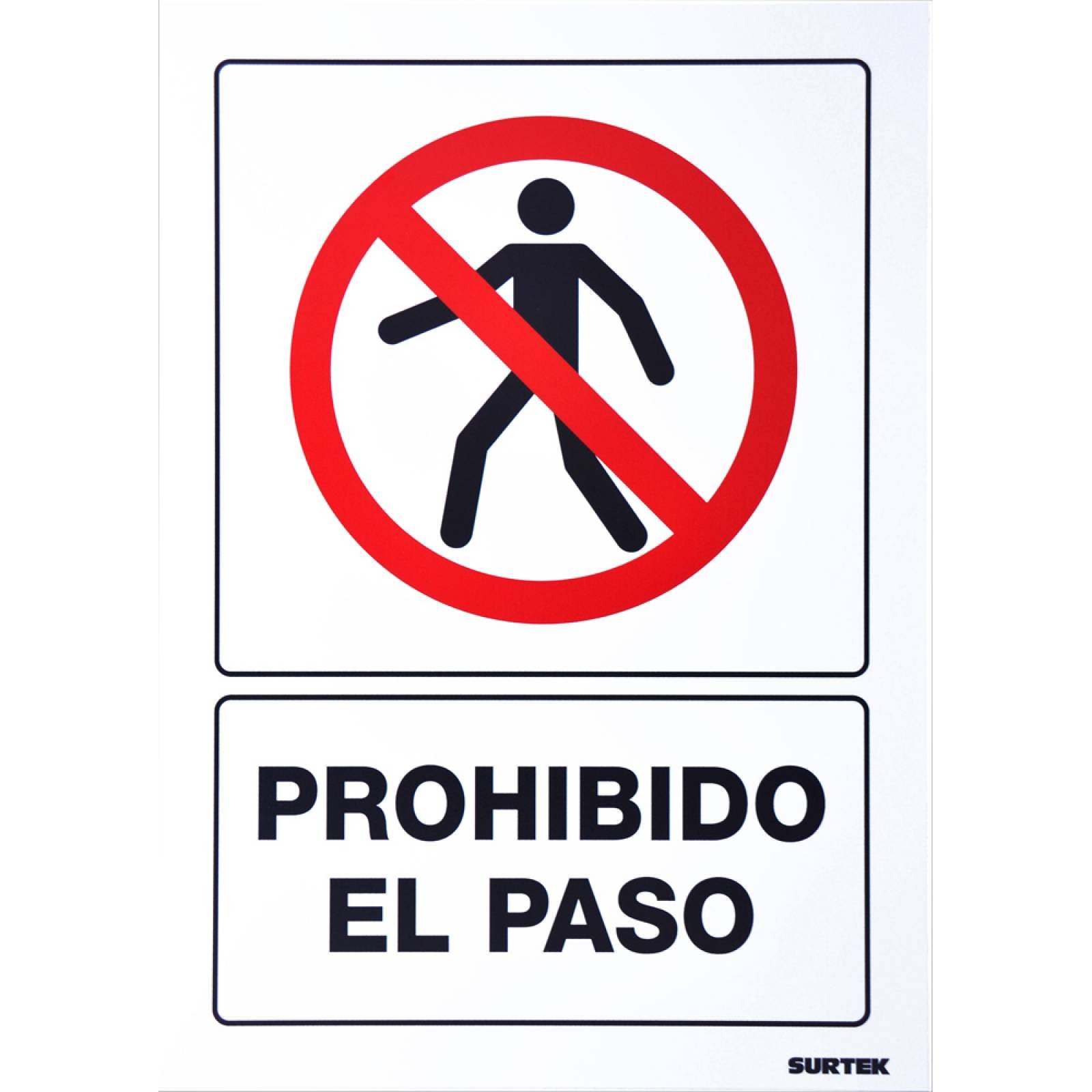 Letrero Prohibido El Paso Señal Prohibitiva 1 Pieza Surtek 