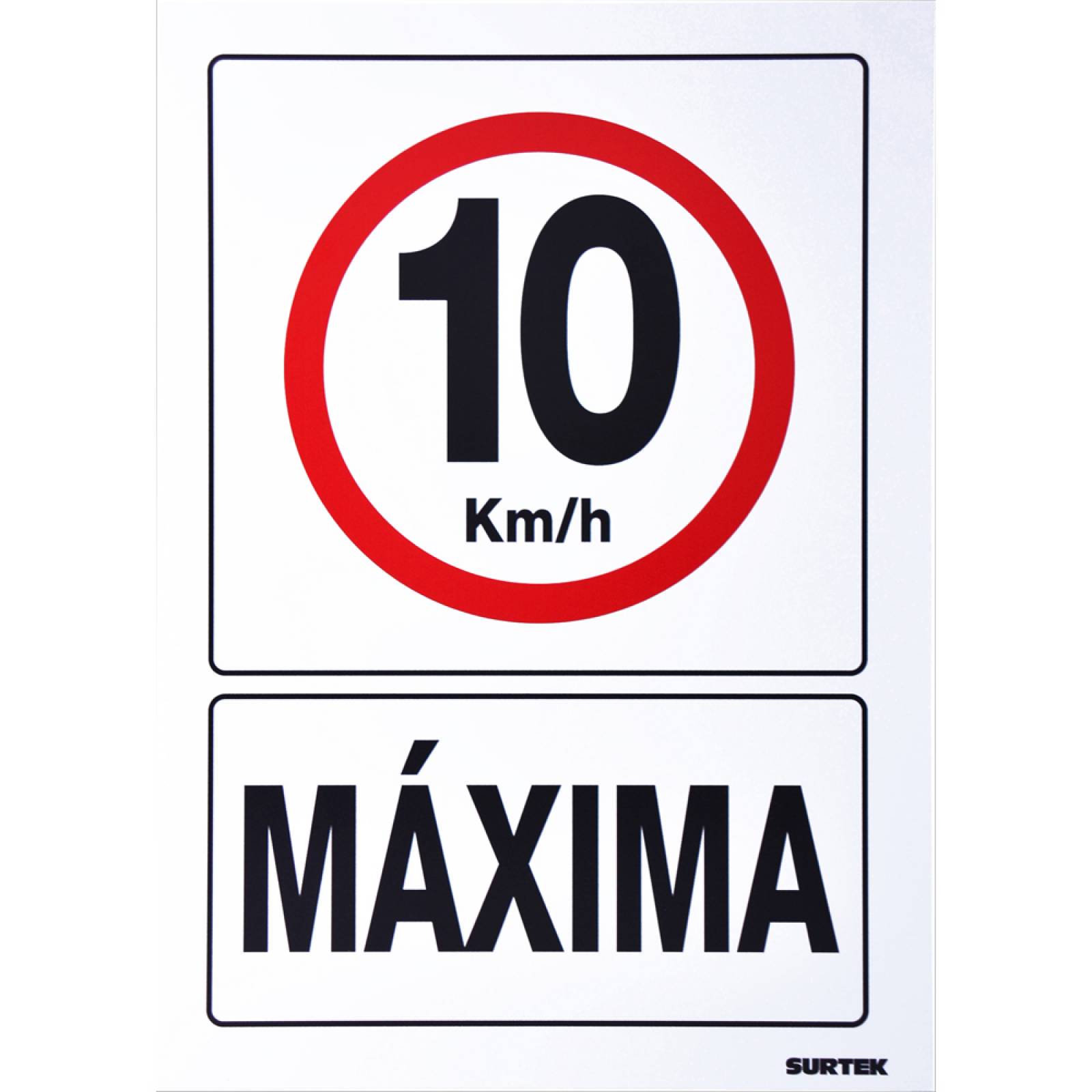 Letrero 10 Km/h Máxima Señal Prohibitiva 1 Pza 25x36 Surtek 