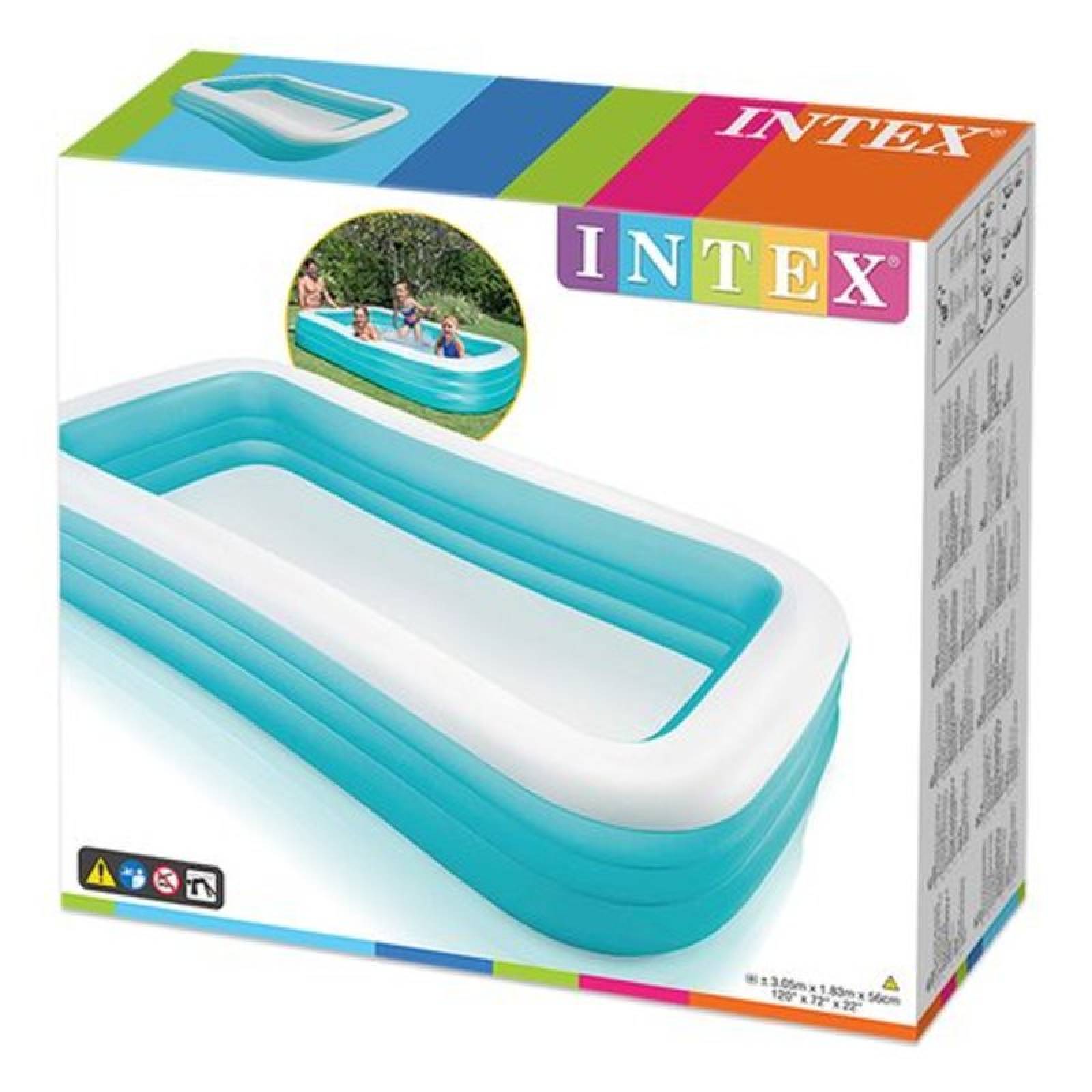 Alberca Familiar Inflable Grande Rectangular Azul 3.0m Intex 