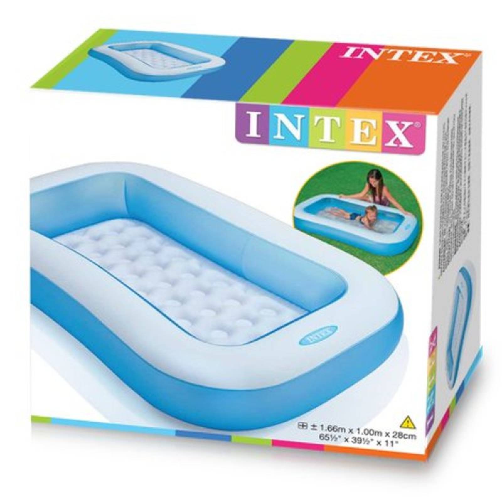 Alberca Inflable Rectangular Para Bebe 166x100x28 Cm Intex 