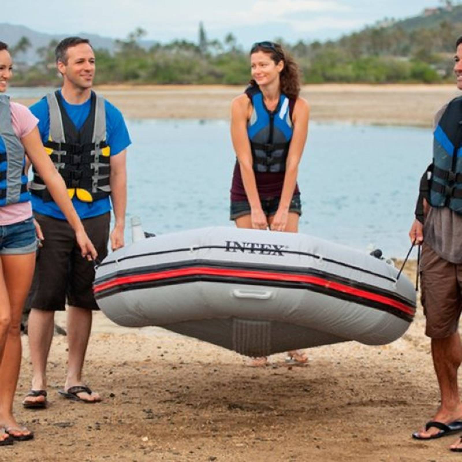 Lancha Inflable Mariner 4 Personas Con Remos Y Bomba Intex