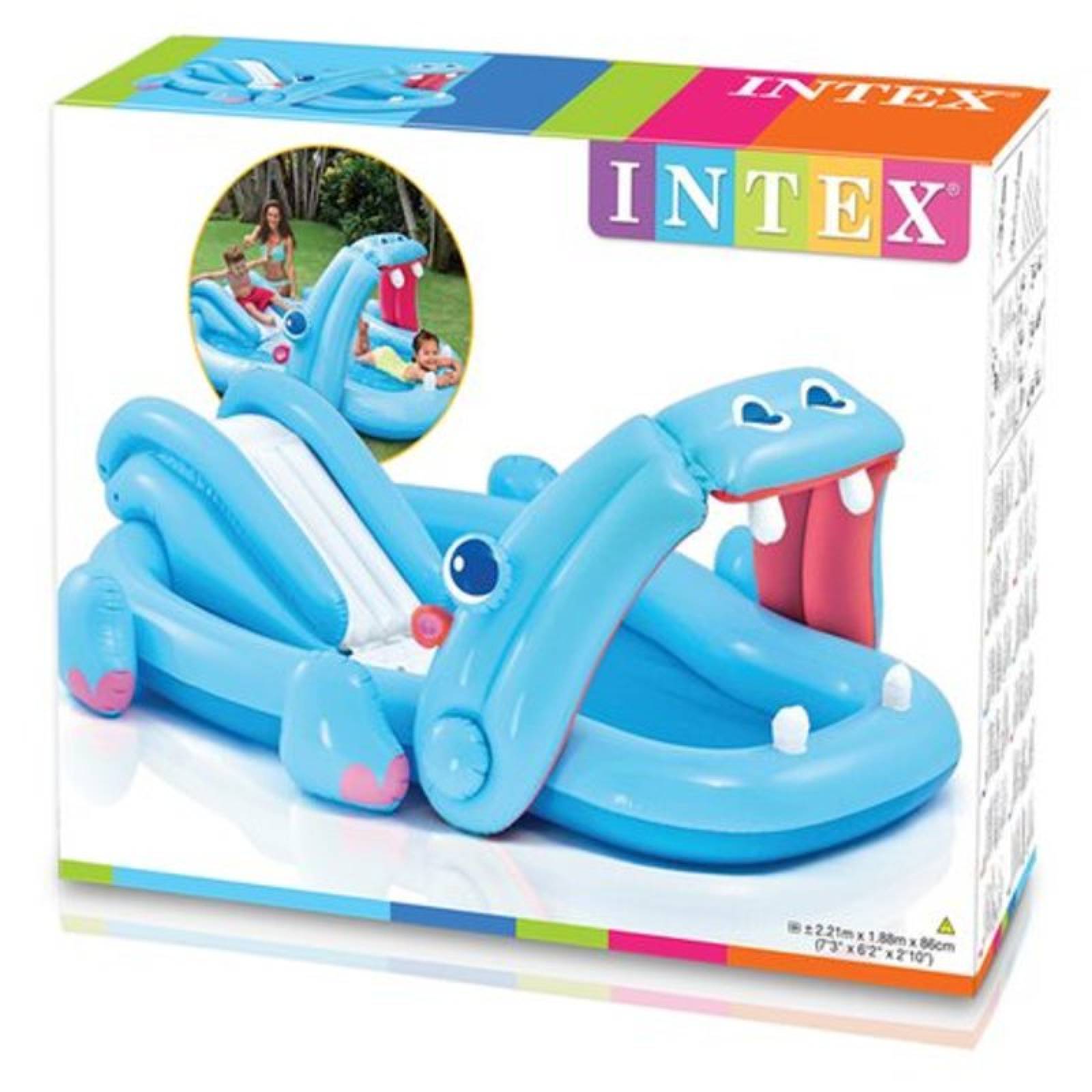 Inflable Hippo Con Tobogan 221 X 188 X 86 Cm Intex