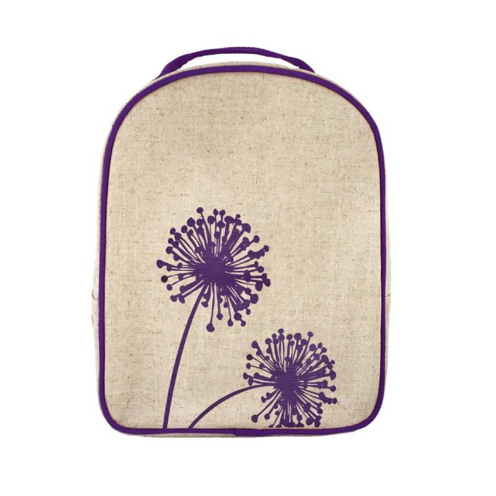 Lonchera Mochila Escolar Para Niños  Tejido de Lino y Algodón Diente De Leon Morado Soyoung