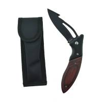 Navaja Campismo Bolsillo Oxido Negro Mango Madera 19 Cm Lobo