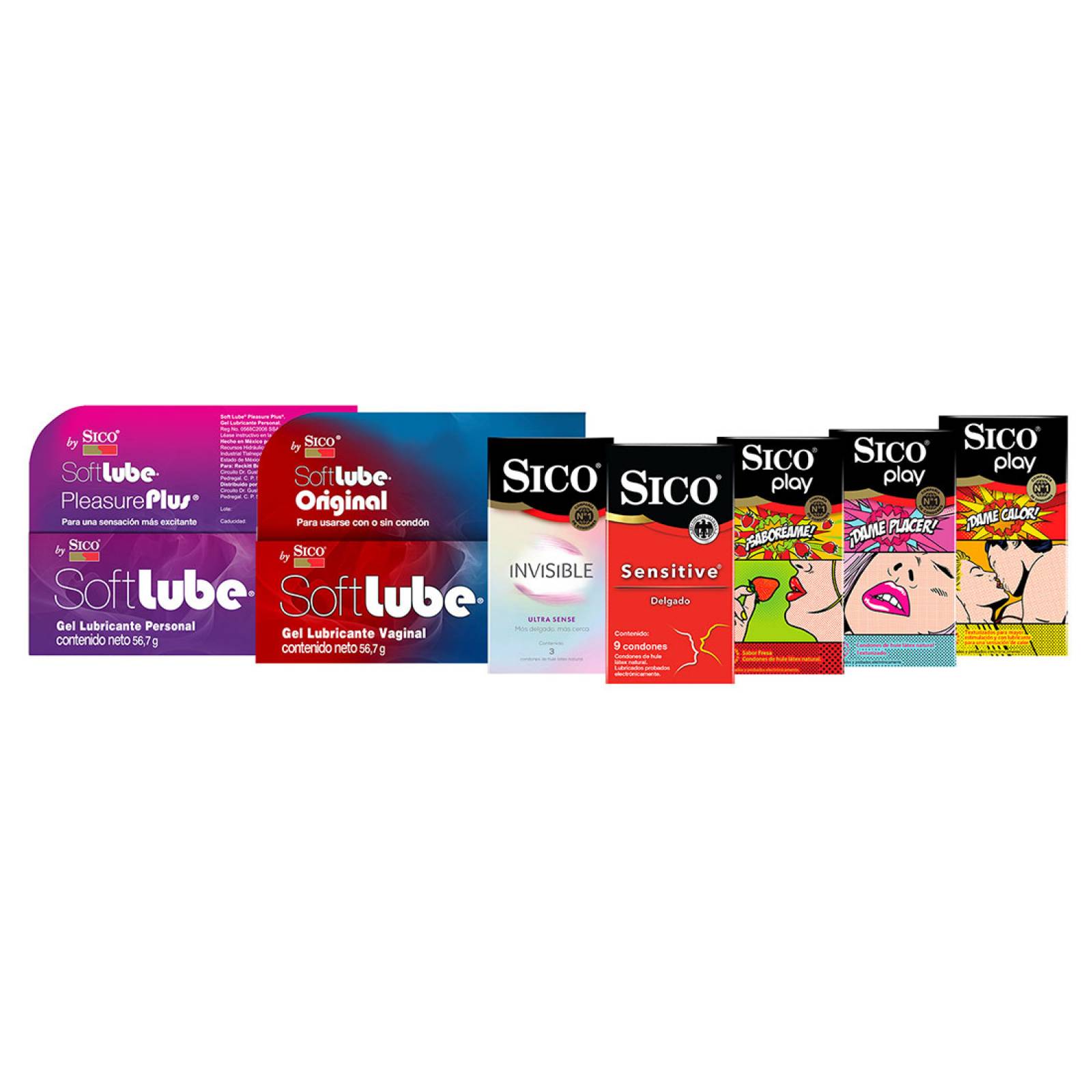 Kit 27 Condones Lubricantes Original Y Pleasure Plus Sico 1208