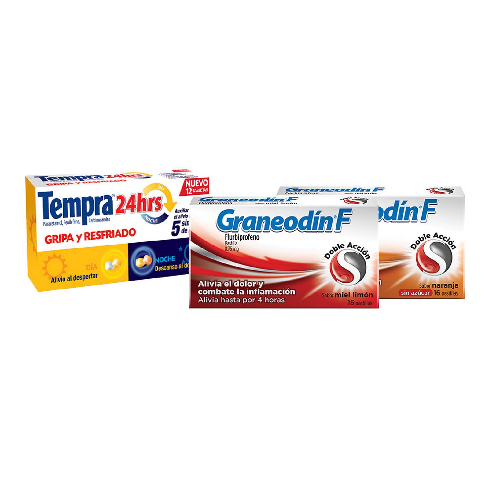 Kit Graneodin F Garganta 16 Pastillas + Tempra 24 Horas