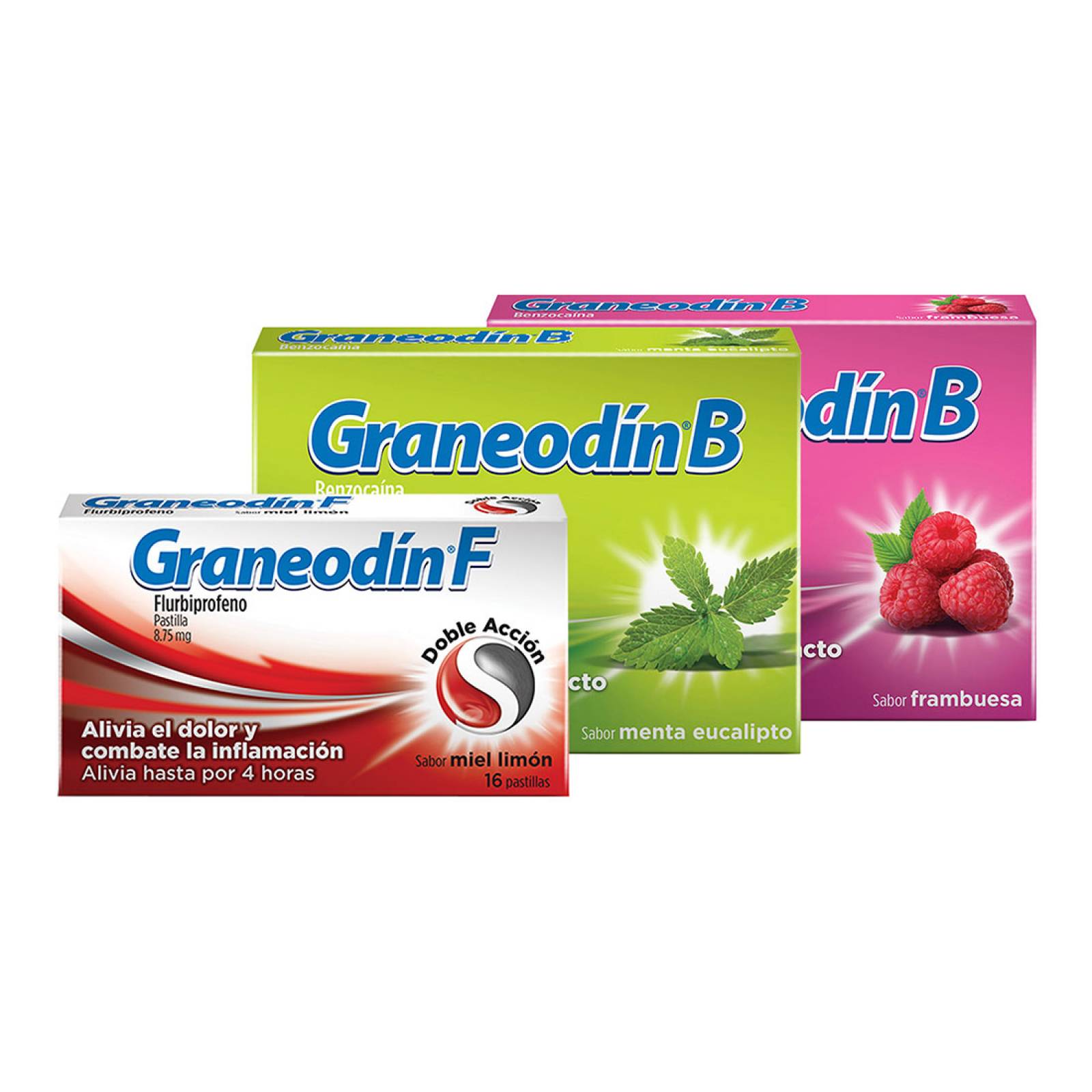 Kit Graneodin Pastillas Dolor Garganta Menta+Miel+Frambuesa
