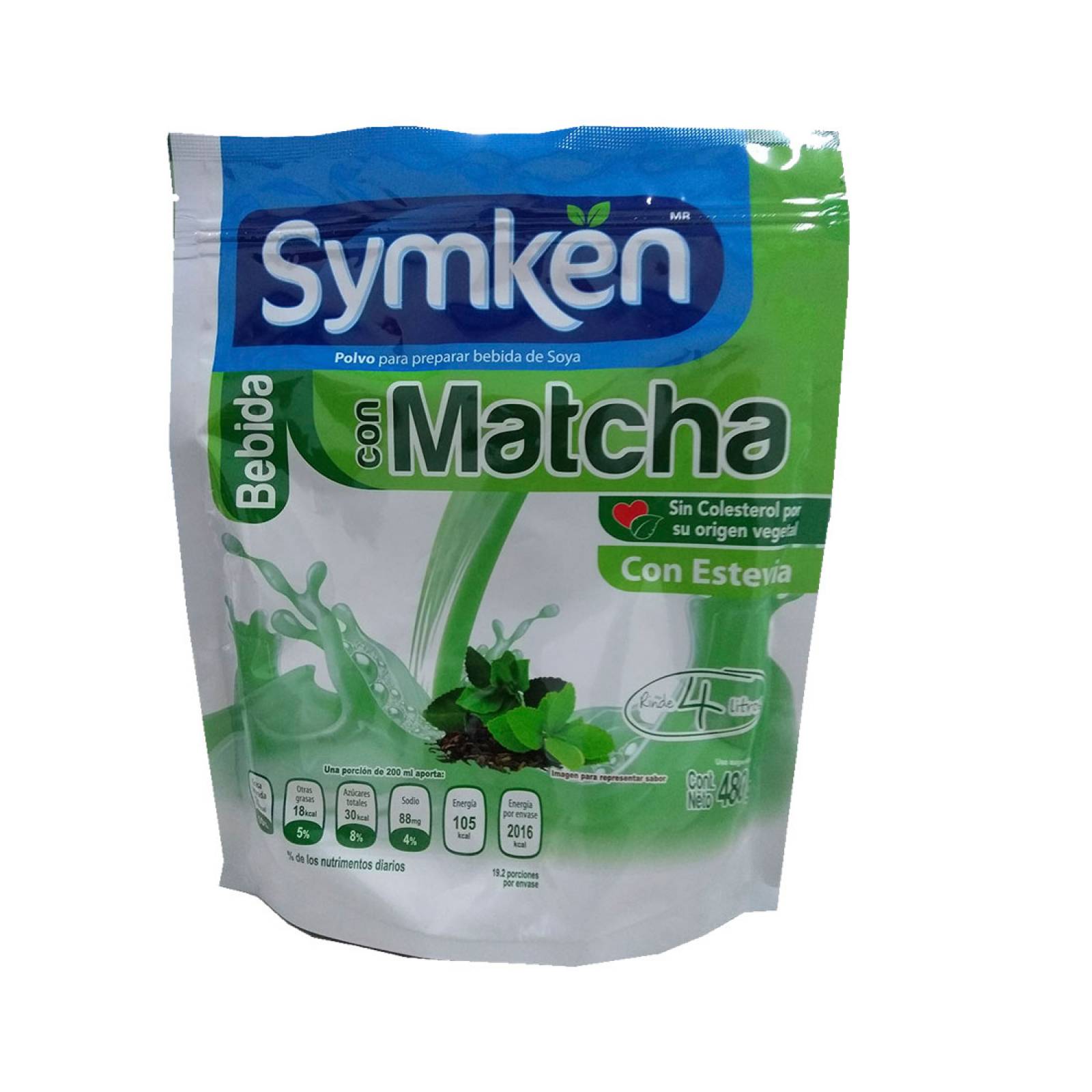 Leche en Polvo de Soya Sabor Matcha Bolsa 480g