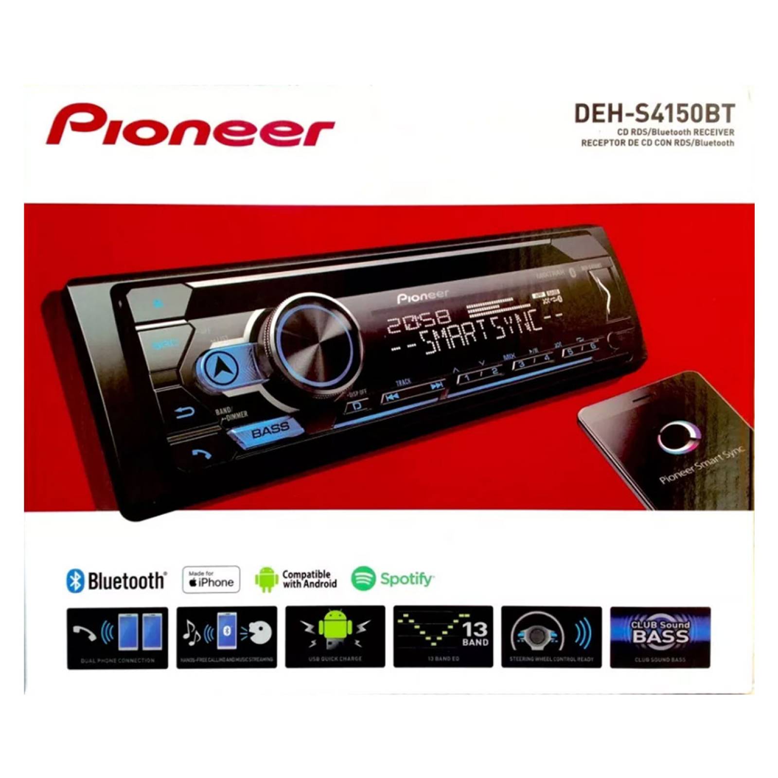 Auto Estéreo Bluetooth Usb Cd Mp3 DEH-S4150BT Pioneer