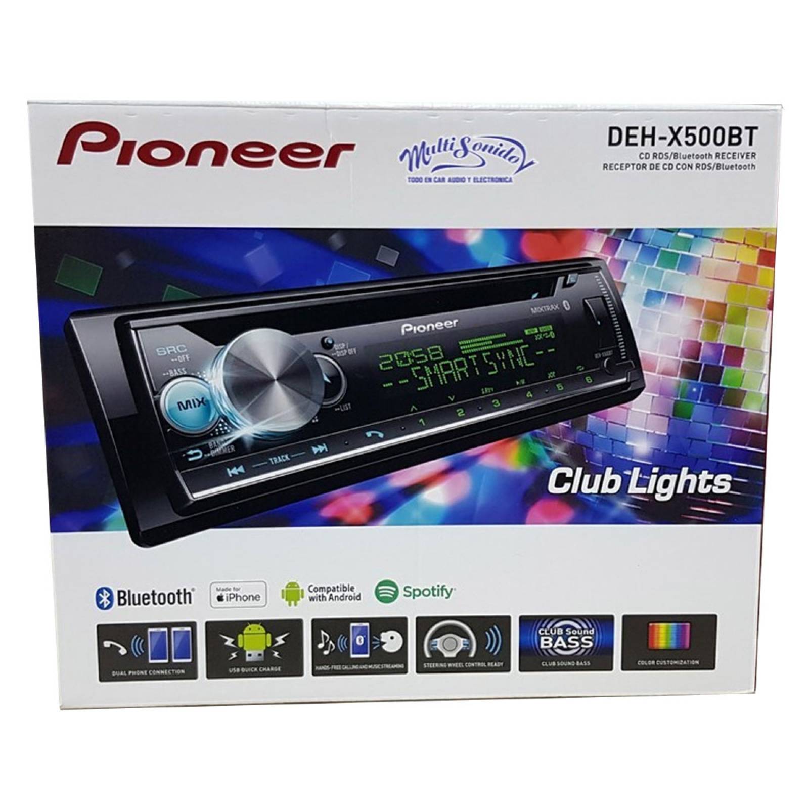 Auto Estéreo Bluetooth Multicolor Usb Cd DEH-X500BT Pioneer