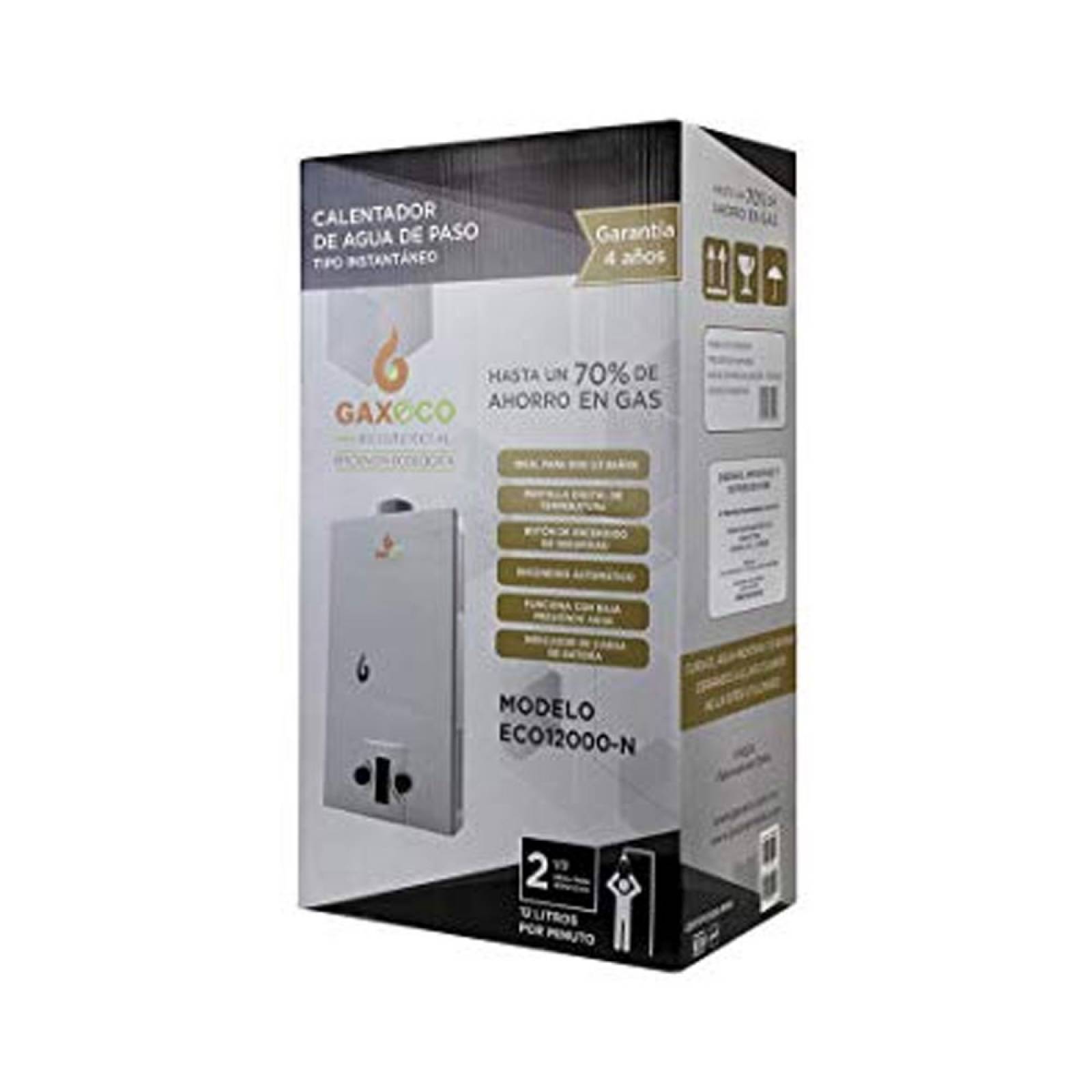 Boiler Paso Calentador Gas LP 2 servicios ECO12000 Gaxeco