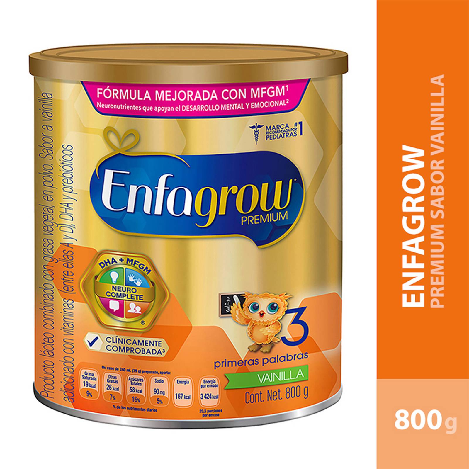 Enfagrow 3 Leche Crecimiento Mayor 12 Meses 800gr Vainilla