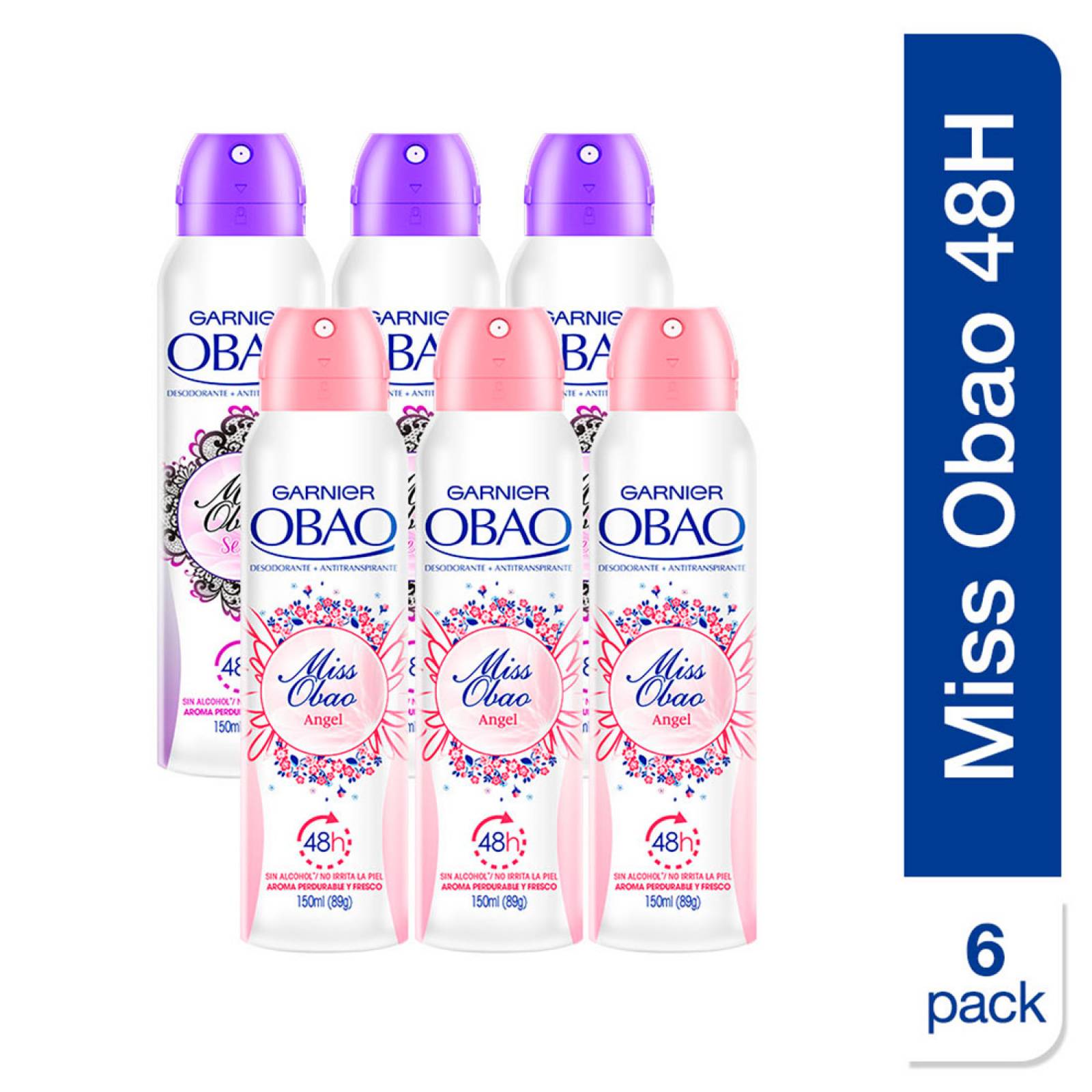 6 Pack Desodorante Spray Miss Obao Garnier