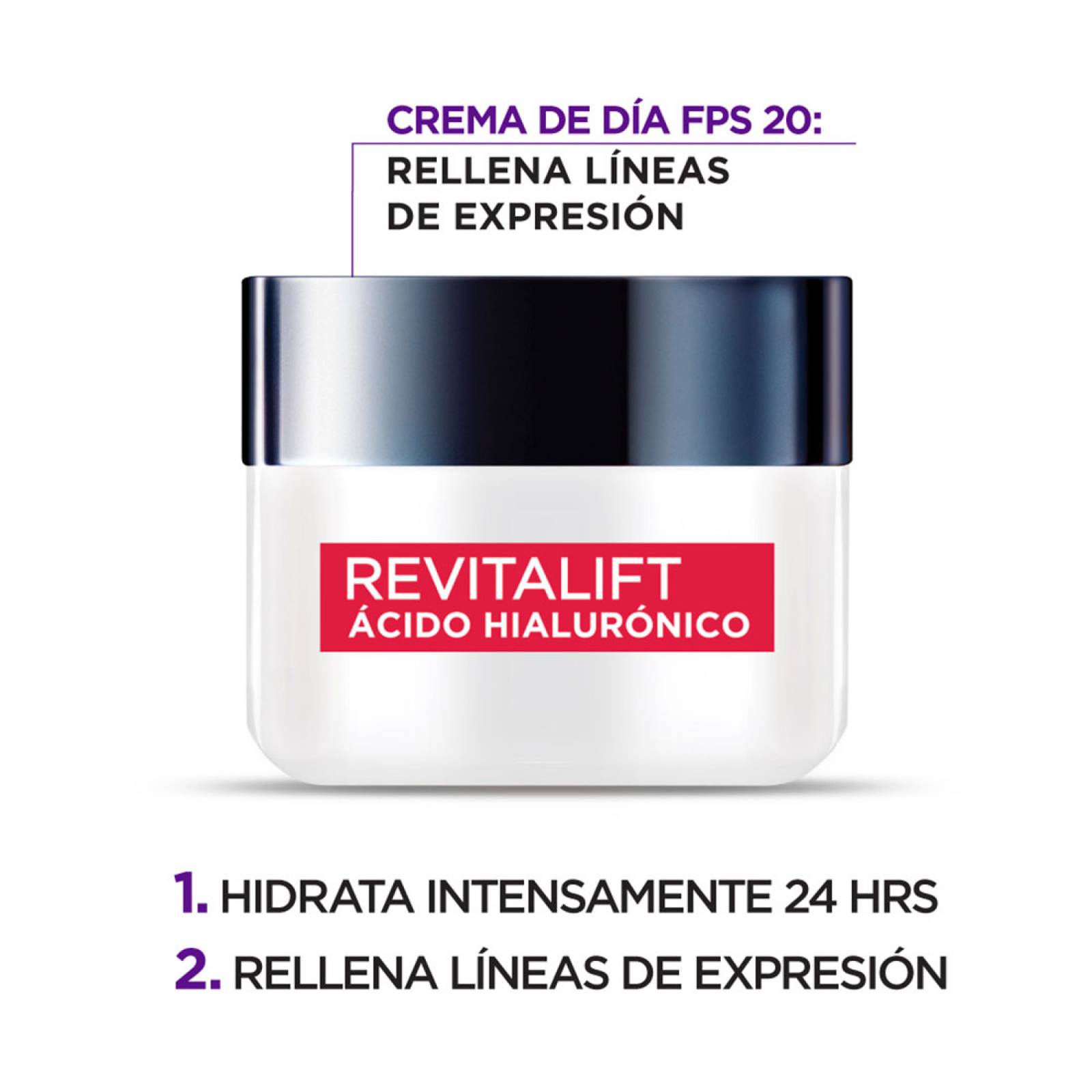 3 Pack Crema Facial Día Ácido Hialurónico Revitalift L'Oréal