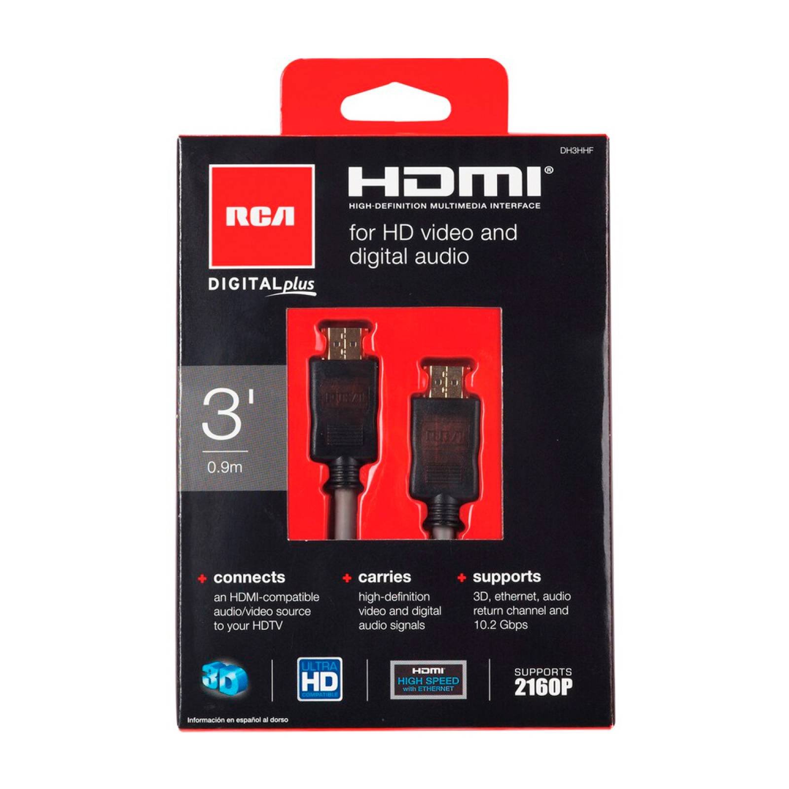 Cable HDMI 4K 1080p 0.9M Digital Plus Gris DH-3HHF RCA