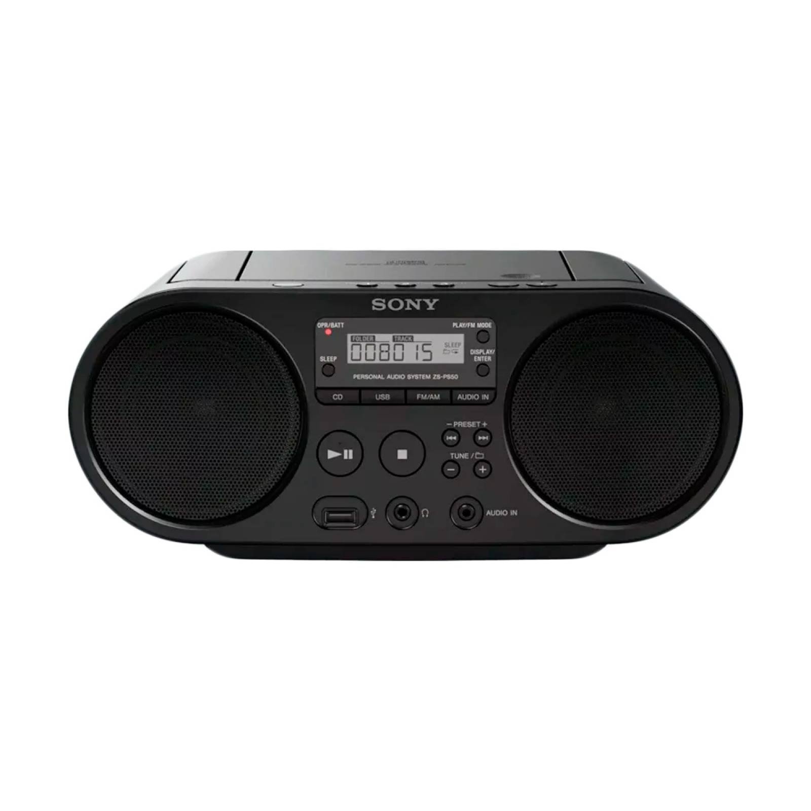 Radiograbadora Boombox 2W CD AM FM USB Negro ZS-PS50 Sony