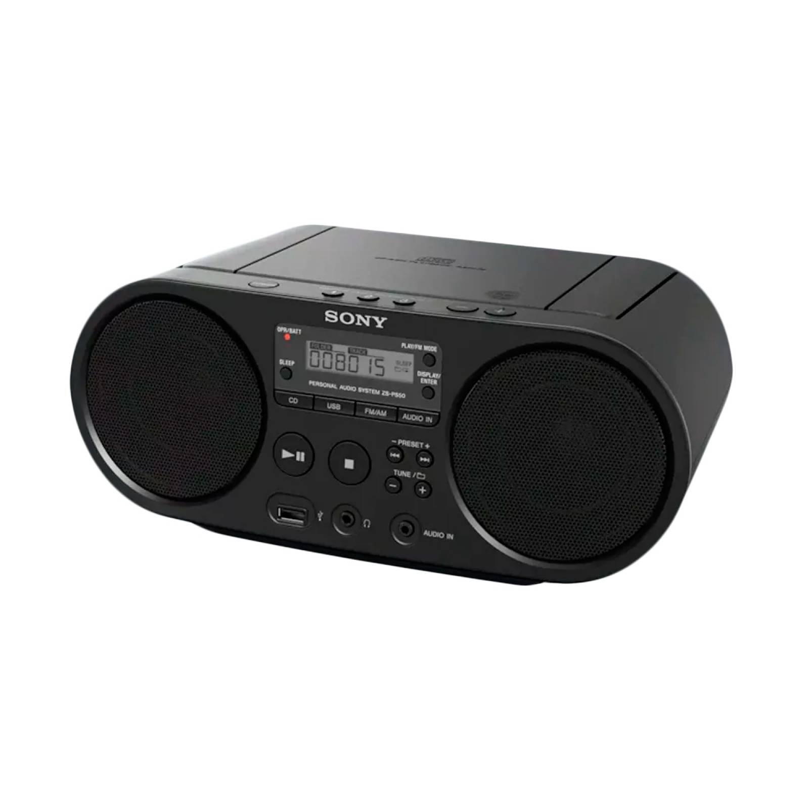 Radiograbadora Boombox 2W CD AM FM USB Negro ZS-PS50 Sony