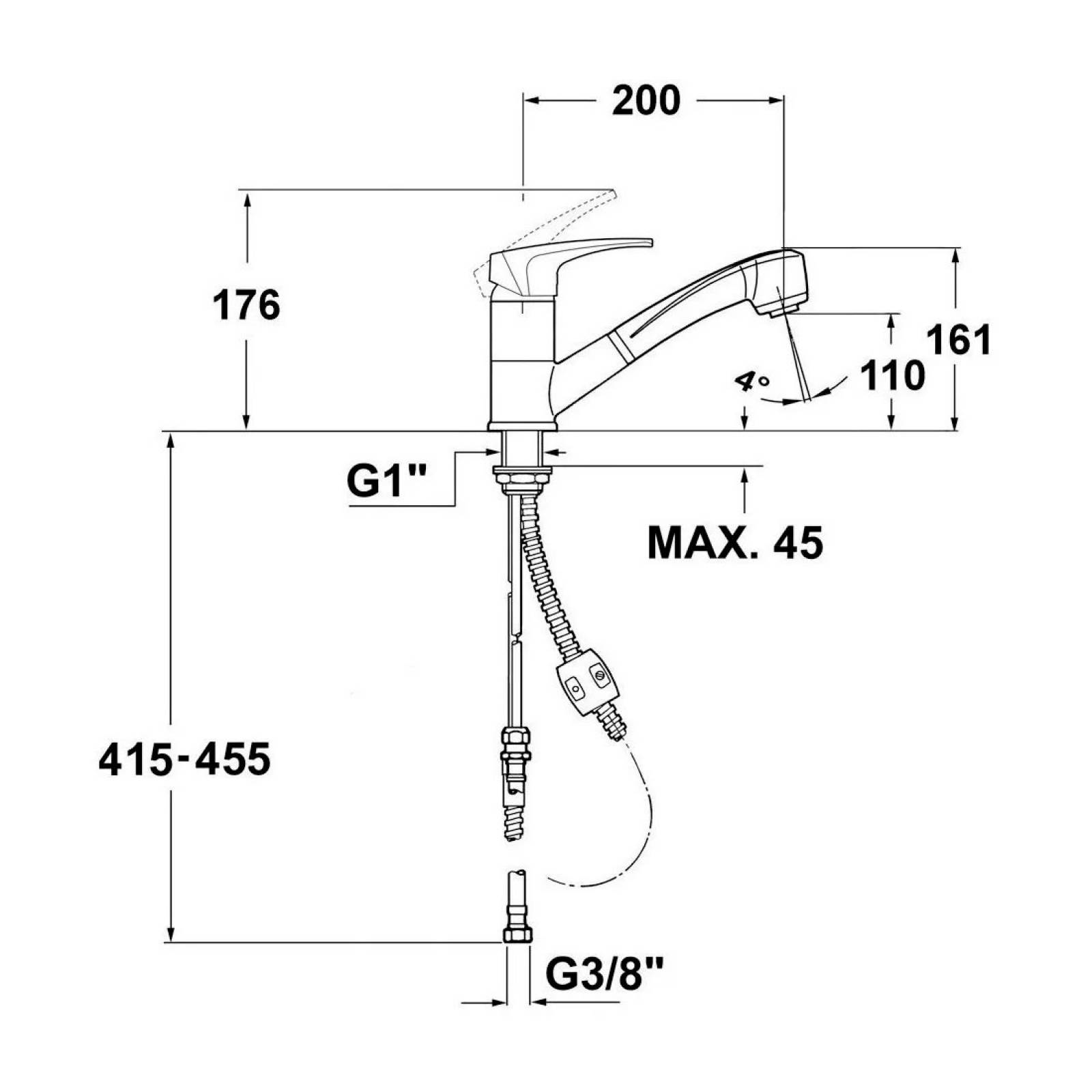 Llave Fregadero Monomando Cocina MS MB2 Extraible Cromo Teka