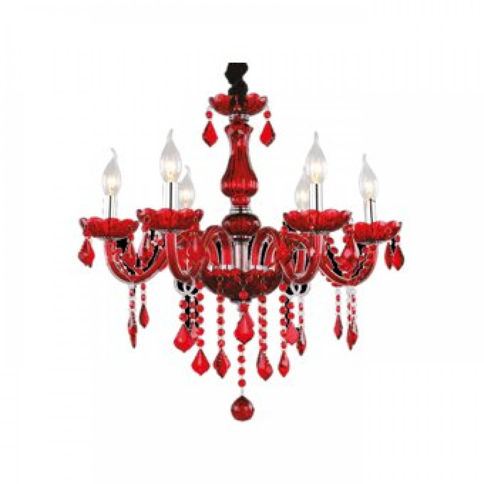 Candil Colgante Decorativo Rojo 6 focos 60w AD 5201 Adir