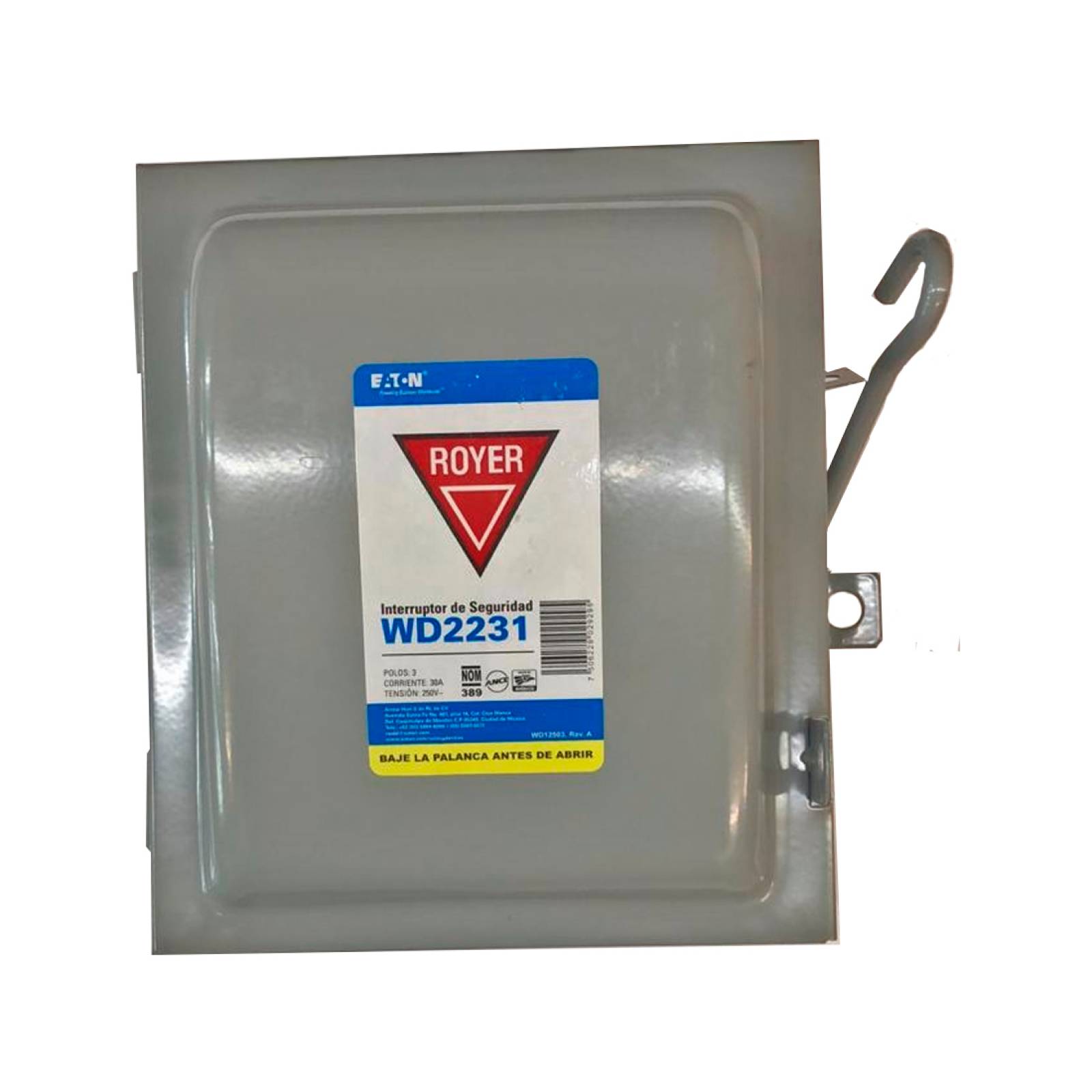 Interruptor 3 polos 30a 125v P Cartuchos S Fusible Royer