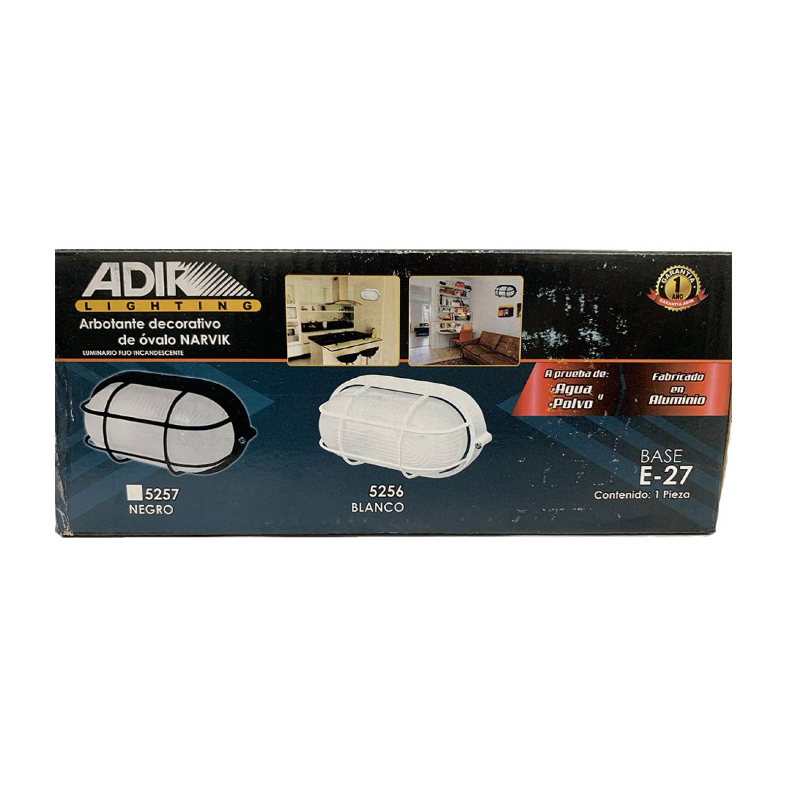 Lampara Arbotante Luminaria Ovalo Negro AD 5257 Adir