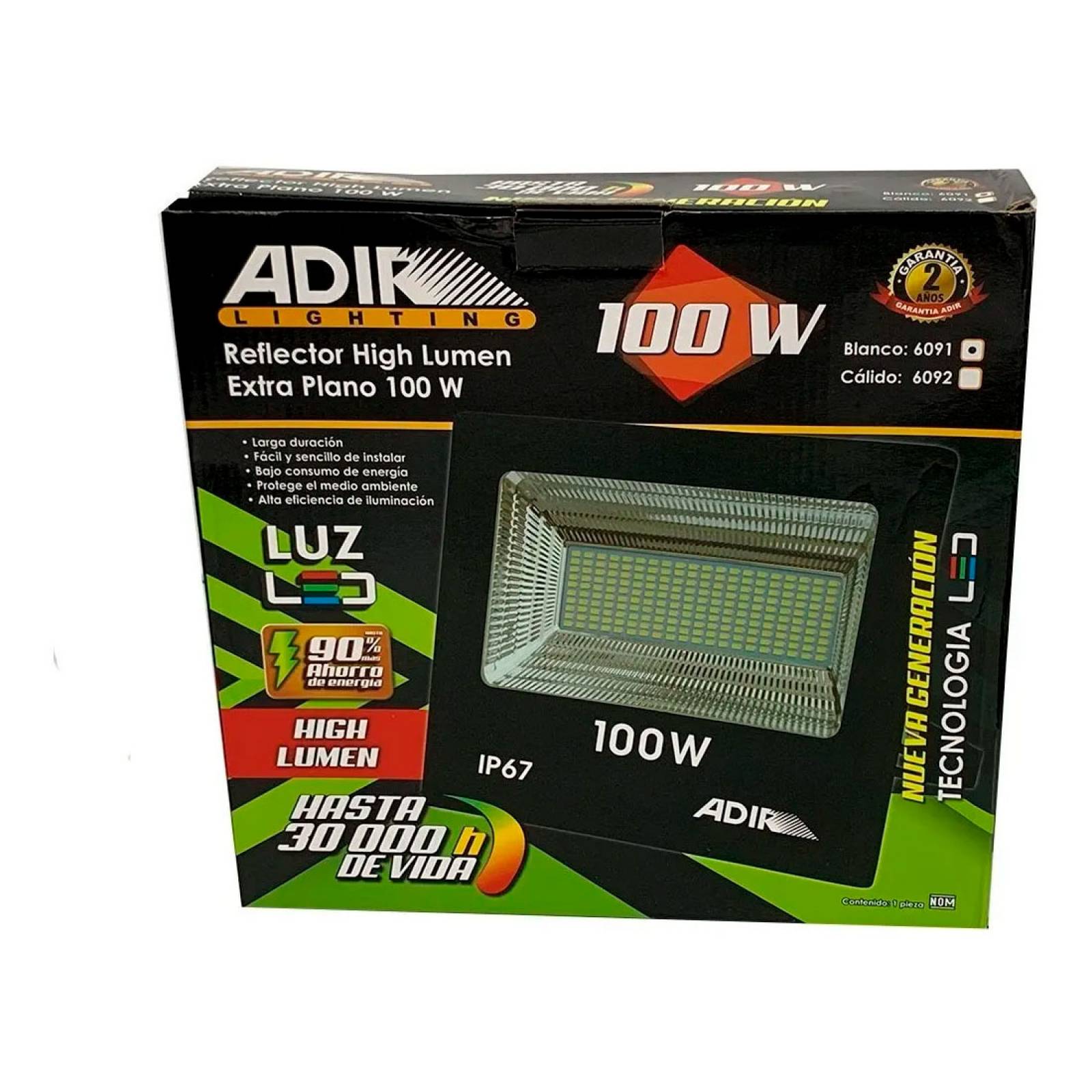 Reflector Led 100w Extra Plano High Lumen 6091 B Adir