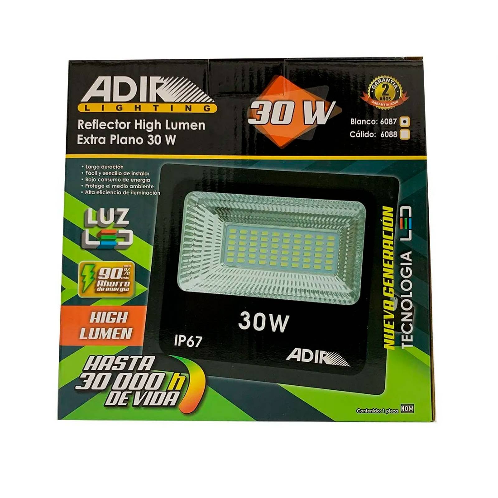 Reflector Led 30w Extra Plano High Lumen 6087 B Adir
