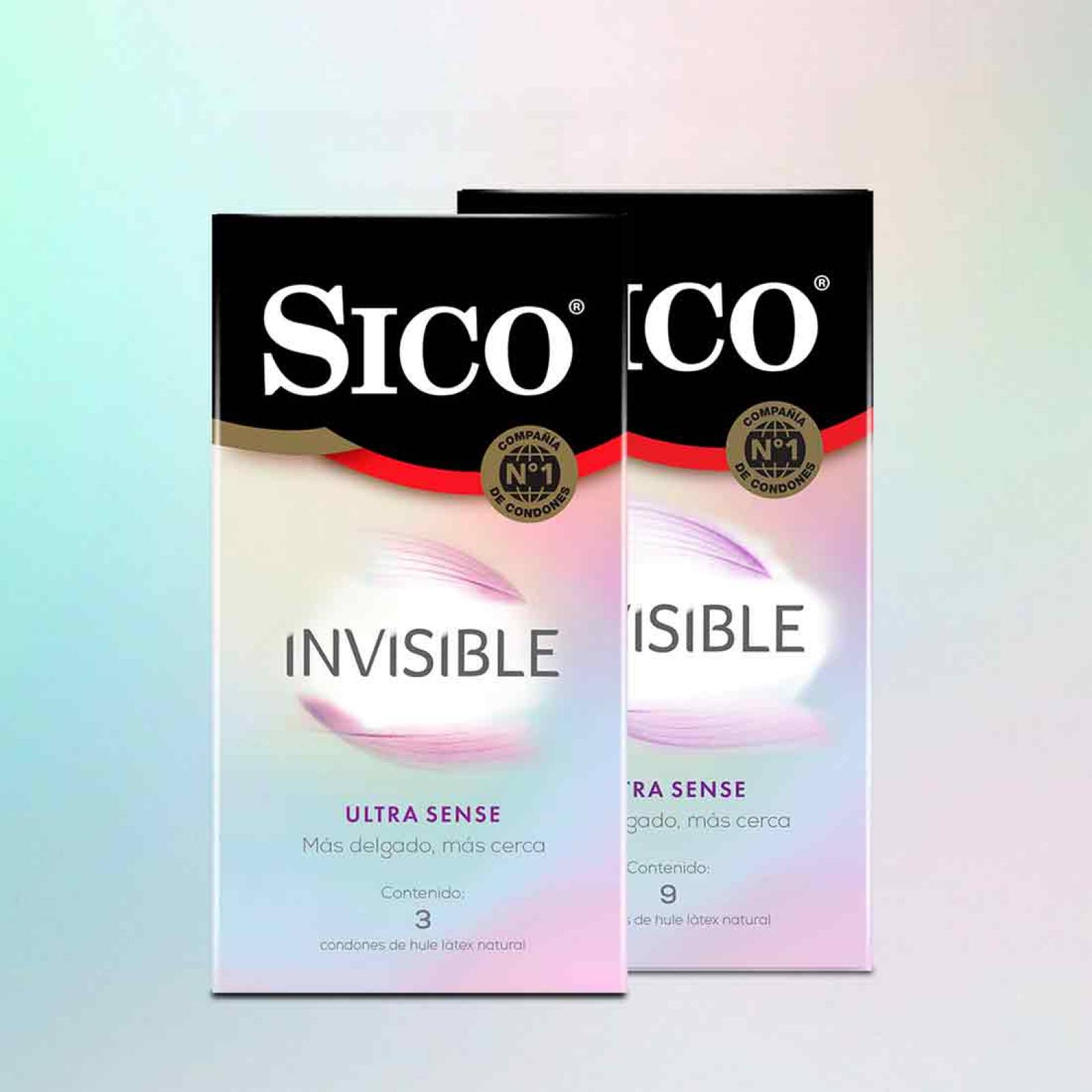 Condones de Látex Extra Delgados Sico Invisible Ultra Sense 3 Pack
