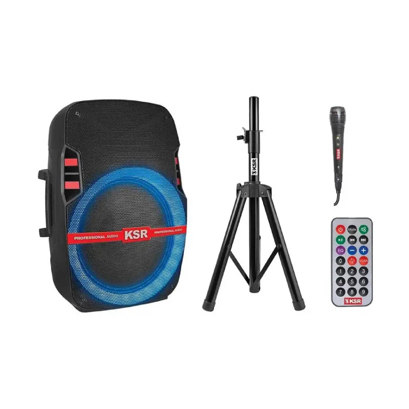 Bocina 15 Pulgadas Recargable Luz LED Bluetooth Kaiser