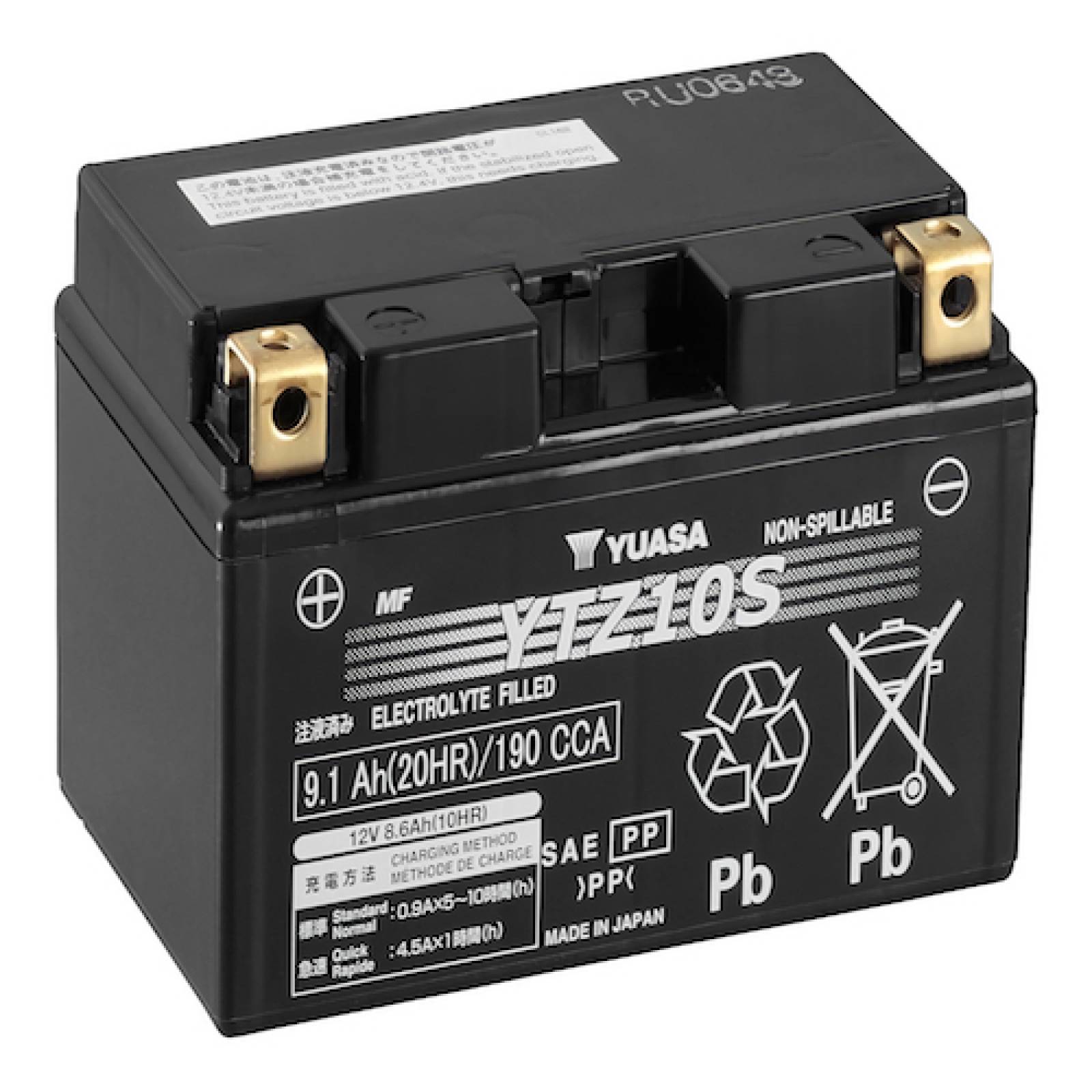 Bateria de Acido para Moto YTZ10S Negro Yuasa 12V
