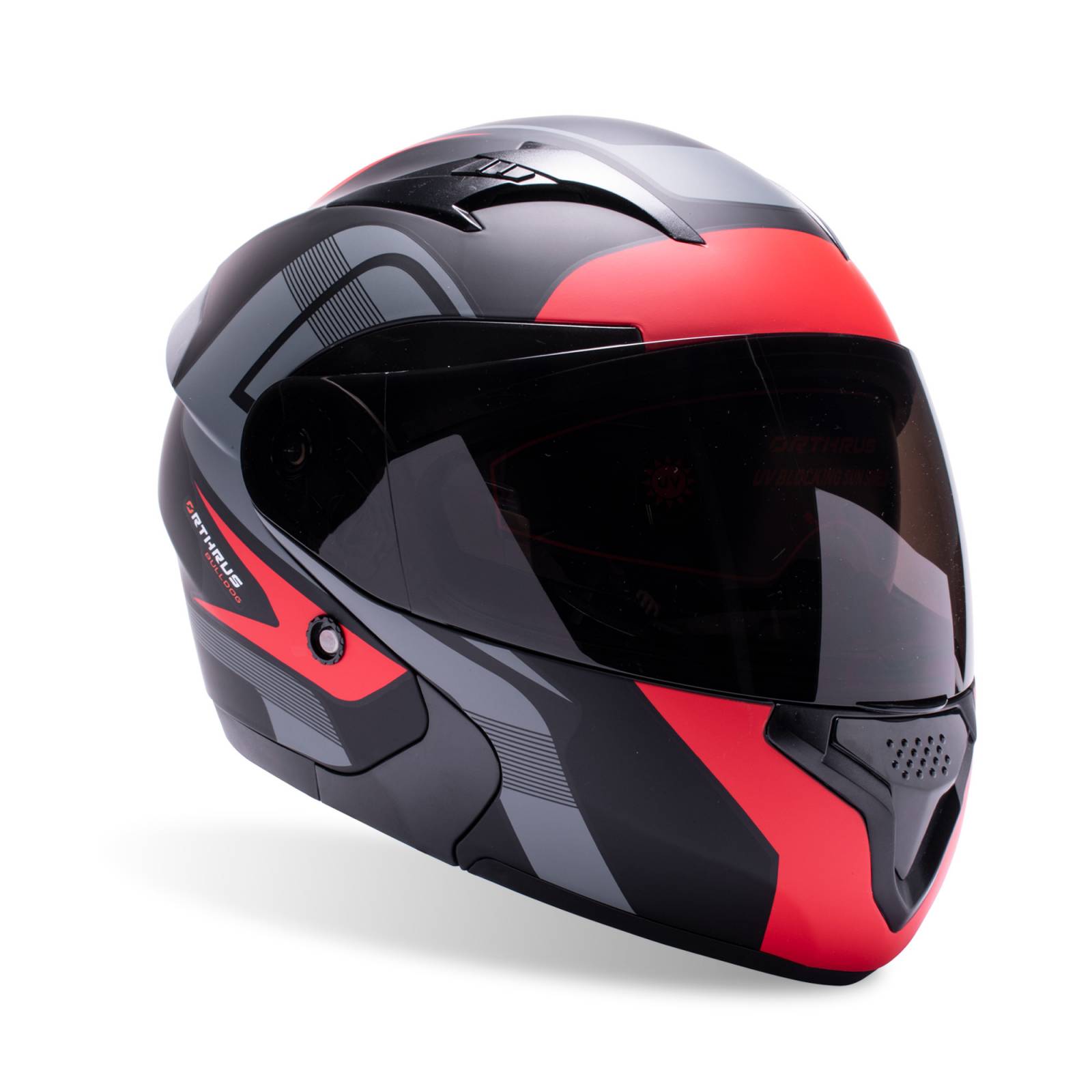 Casco Abatible para Moto BullDog Negro Rojo Matte