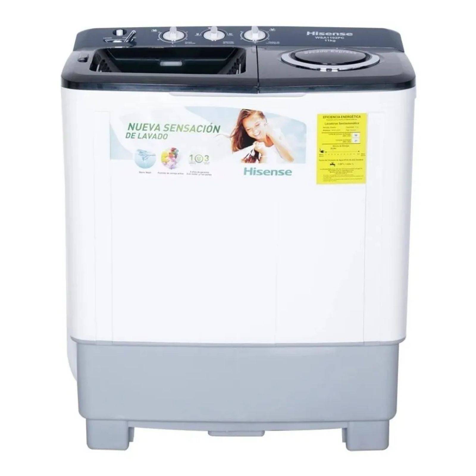 Lavadora Semiautomática Hisense Dos Tinas 11 Kg WSA1102PDN
