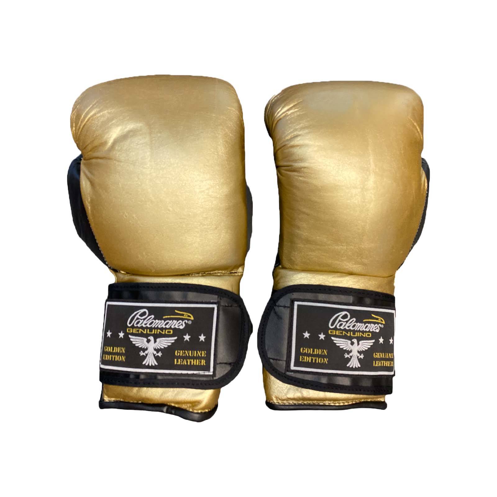 Guantes Boxeo Dorado Modelo Piel Palomares Genuino FPX