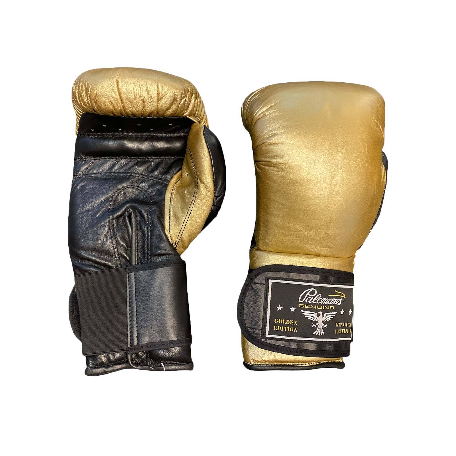 Guantes Boxeo Dorado Modelo Piel Palomares Genuino FPX