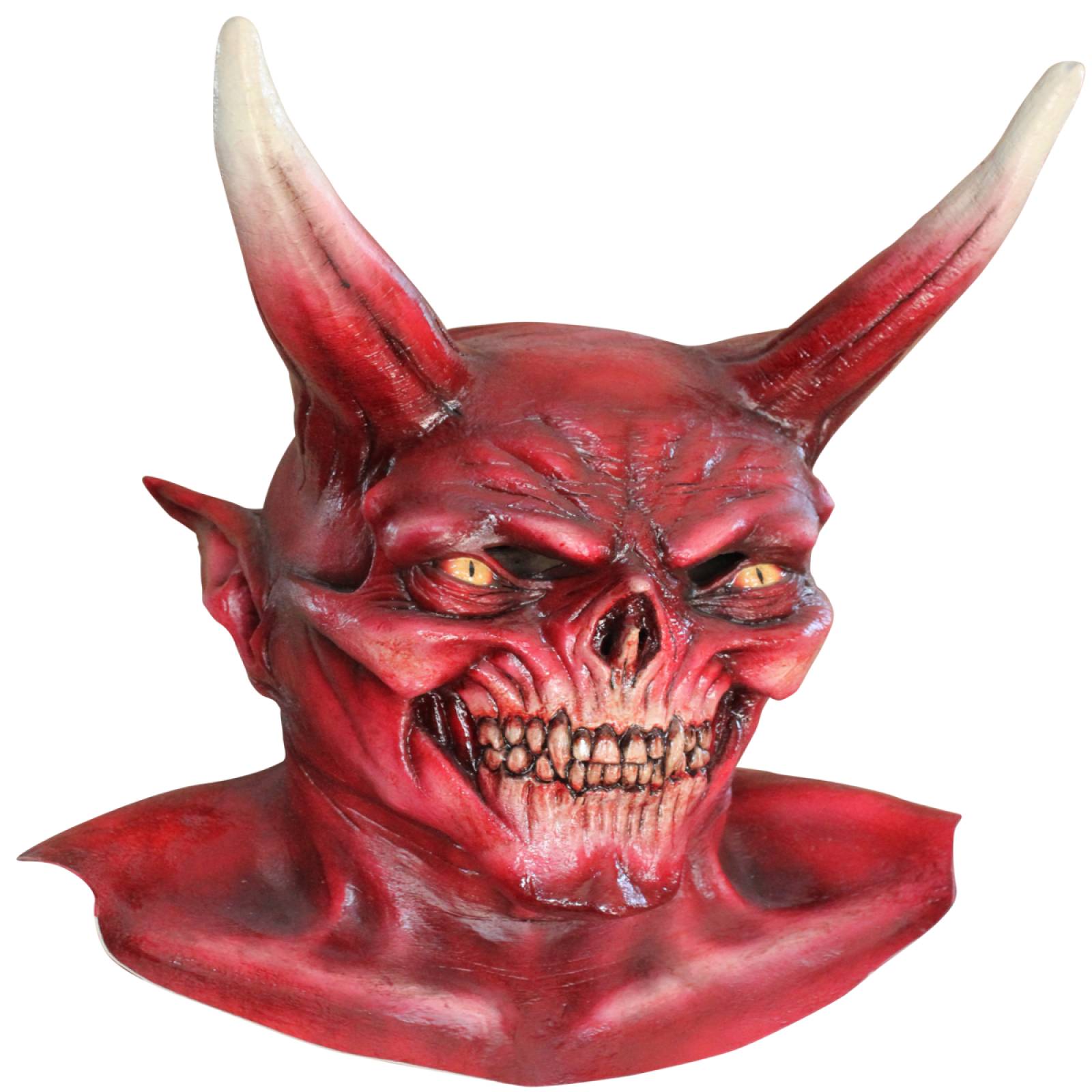 Máscara Latex Diablo Rojo Cuernos y Cuello Terror Halloween
