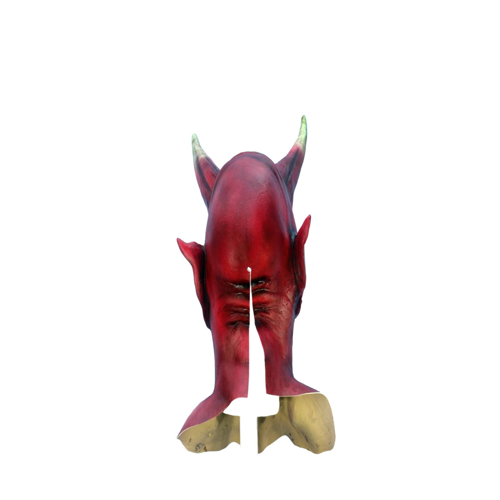 Máscara Latex Diablo Rojo Cuernos y Cuello Terror Halloween