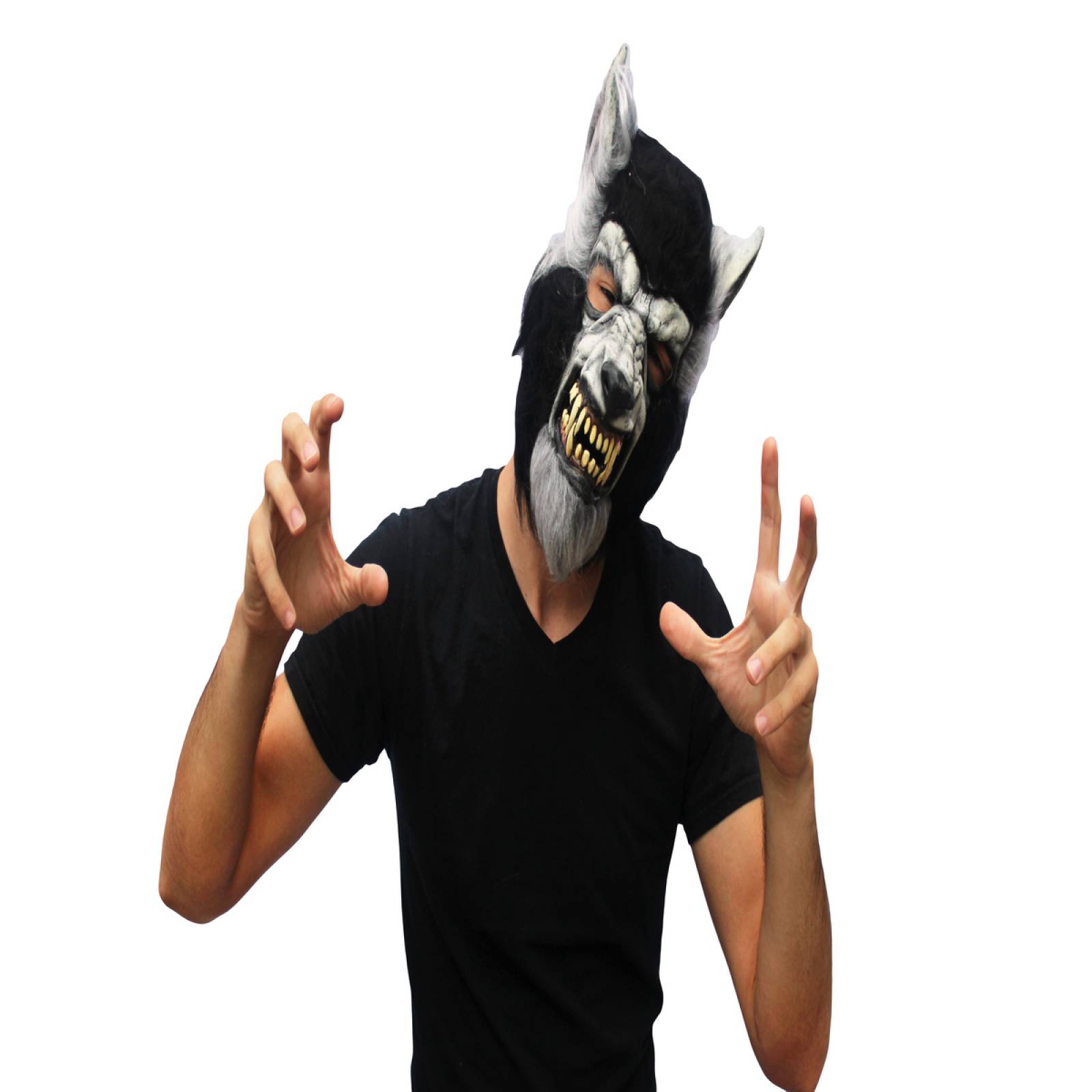 Máscara Latex Hombre Lobo Gray Howling Terror Halloween