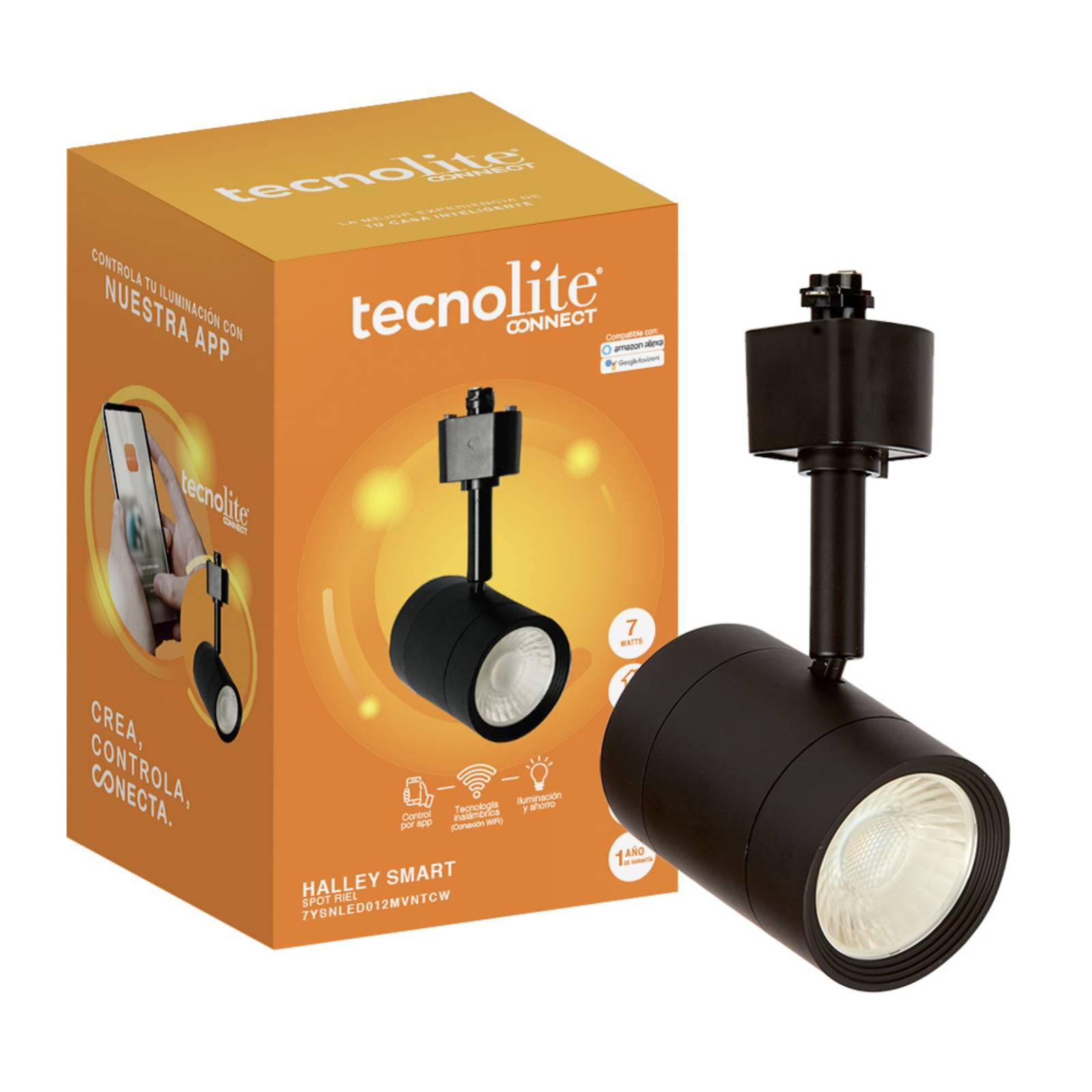 Lámpara de Riel LED Wi Fi 7W RGB   Blanca Tecnolite Connect