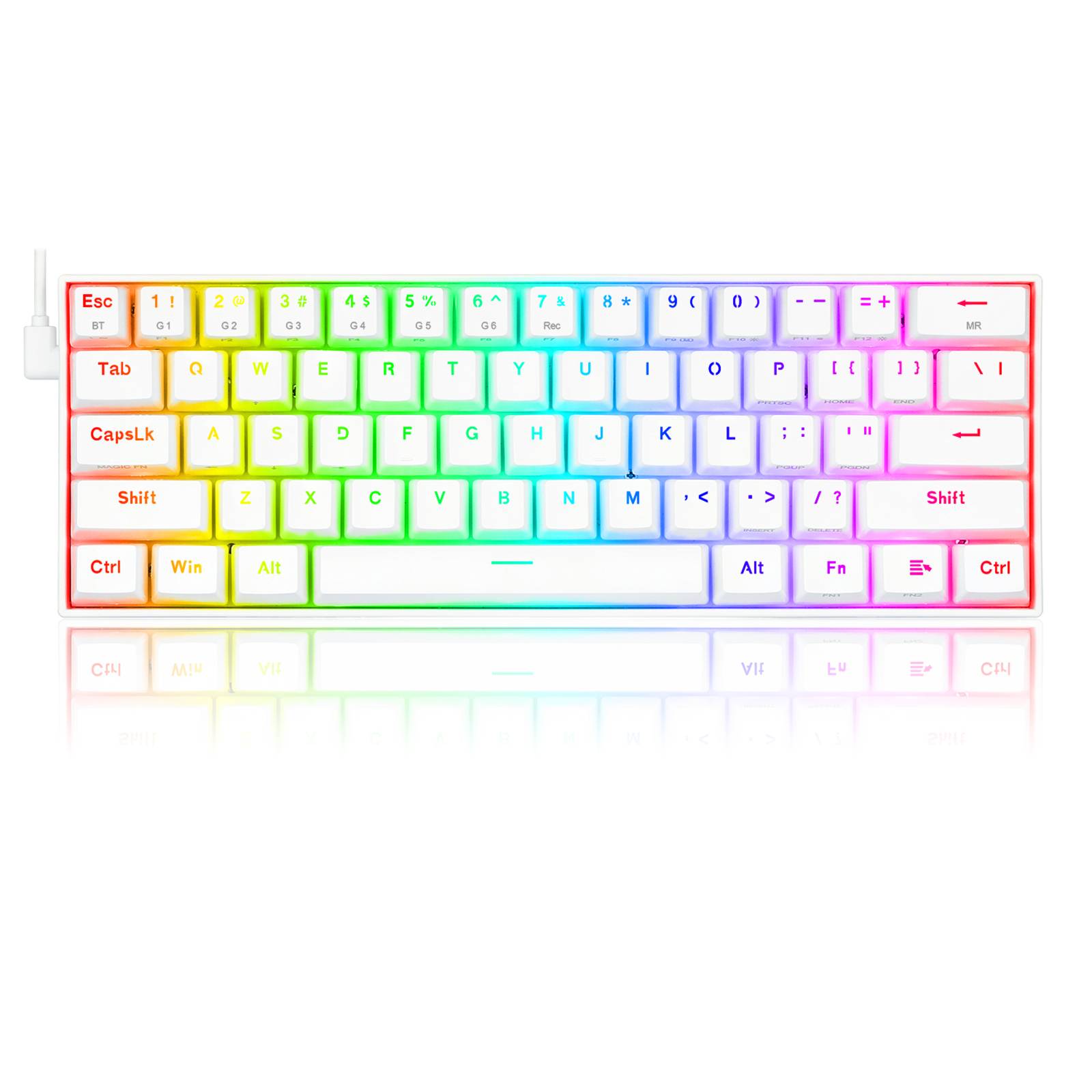 Teclado Gamer Bluetooth Redragon K530 Luz RGB Blanco