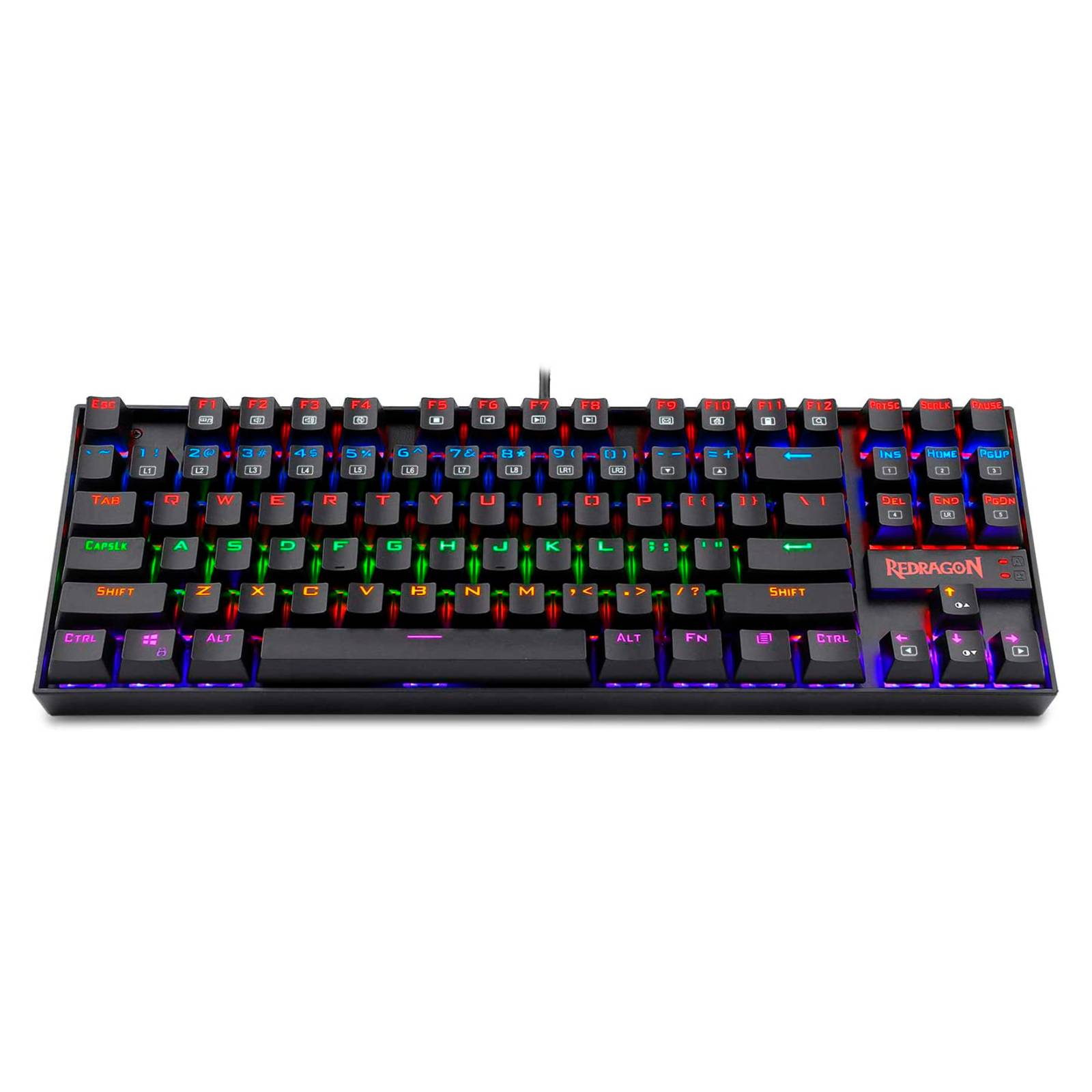 Teclado Gamer Redragon Kumara K552 QWERTY Luz Rainbow Negro