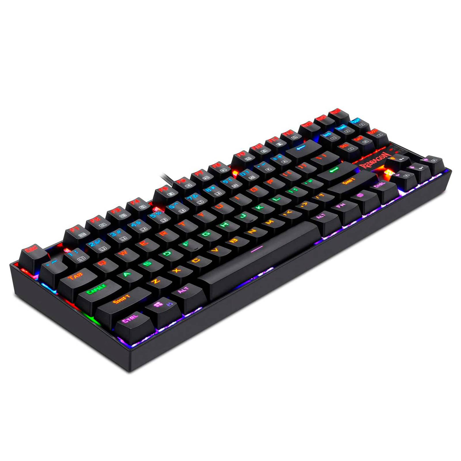 Teclado Gamer Redragon Kumara K552 QWERTY Luz Rainbow Negro