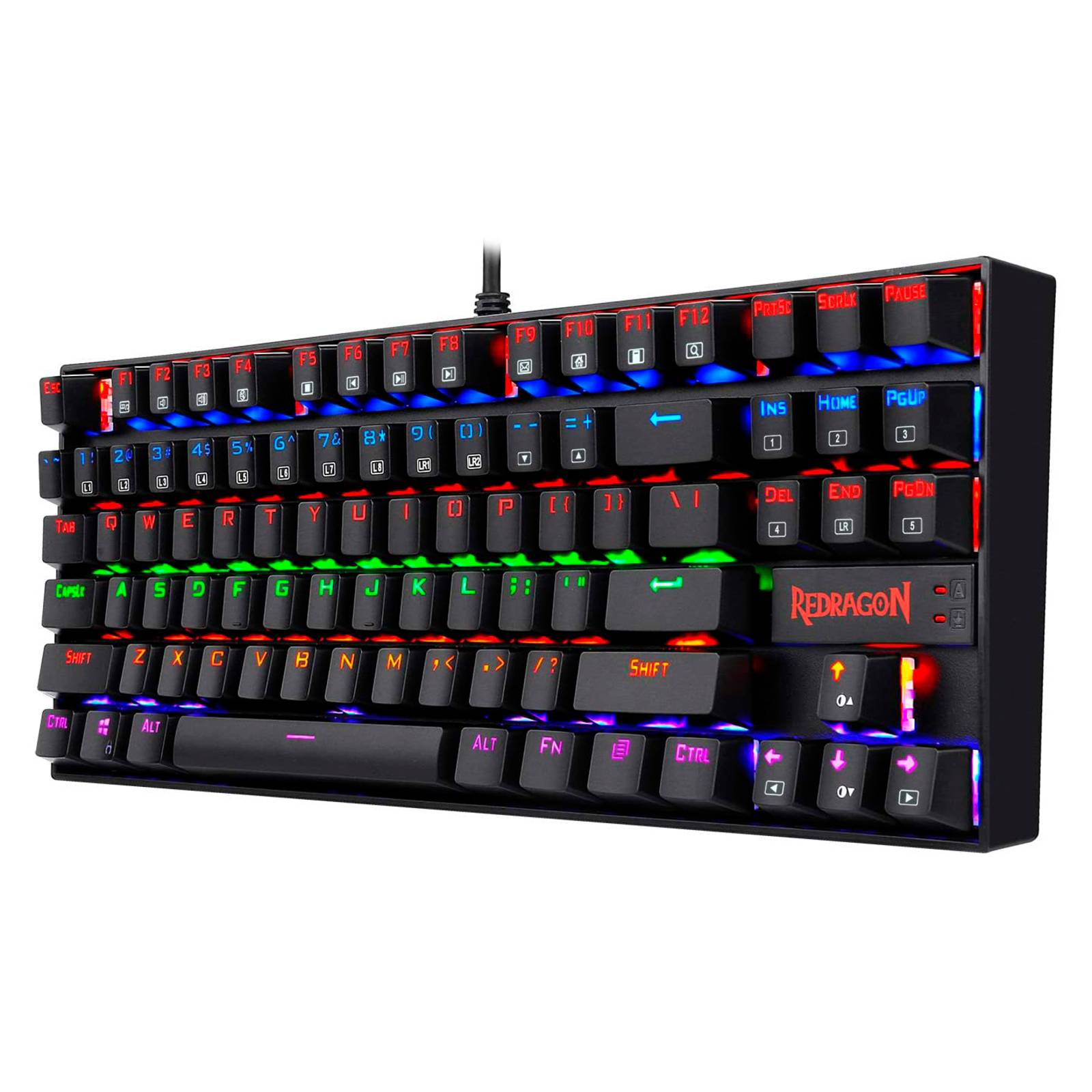 Teclado Gamer Redragon Kumara K552 QWERTY Luz Rainbow Negro