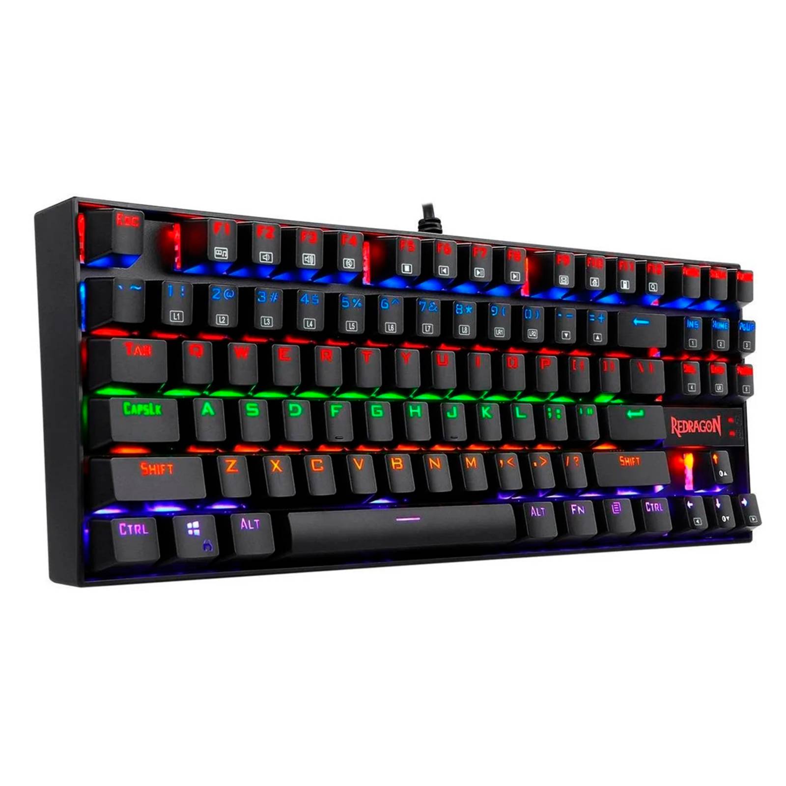 Teclado Gamer Redragon Kumara K552 QWERTY Luz Rainbow Negro