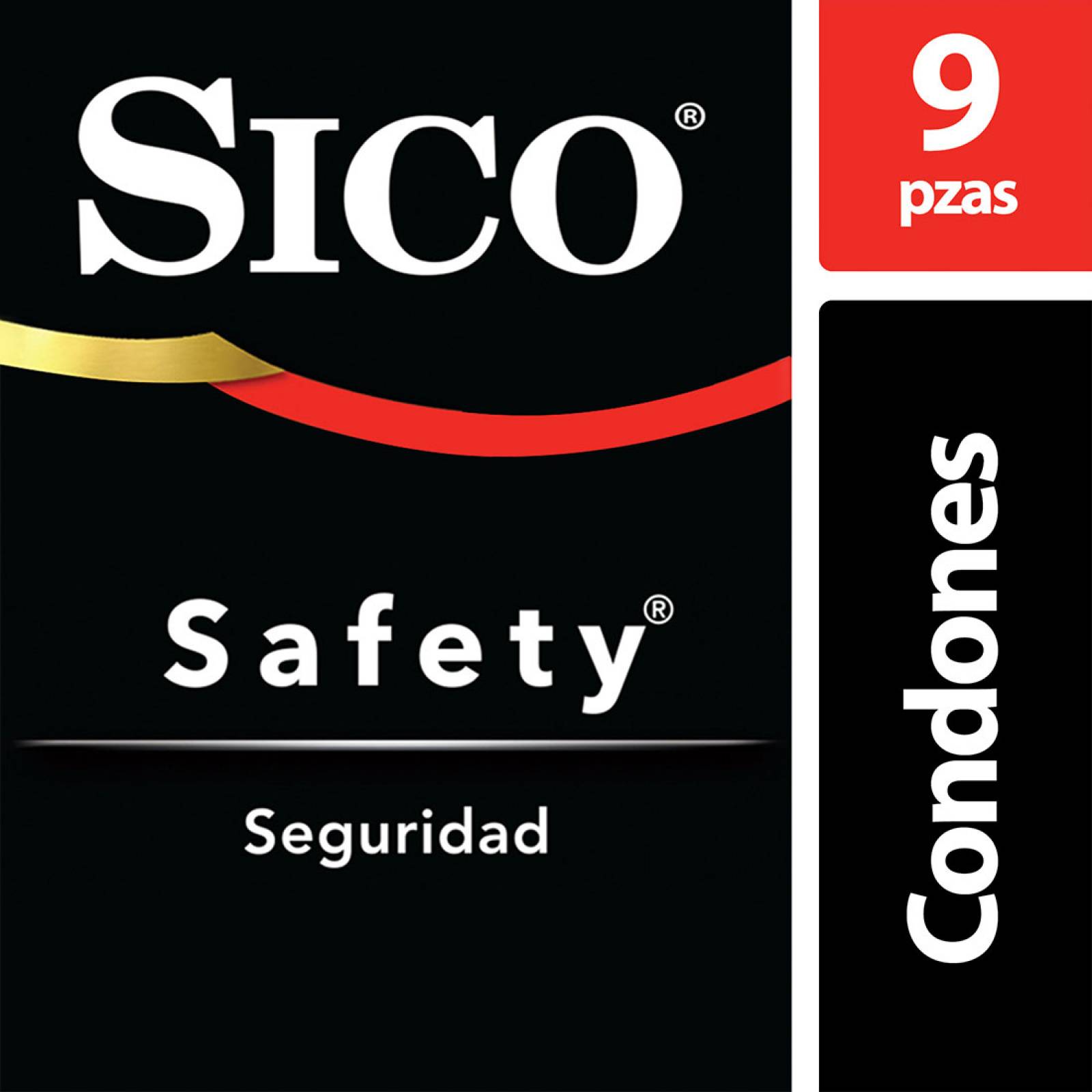 Condones de Látex Seguros y Lubricados Sico Safety  Cartera con 9 Piezas