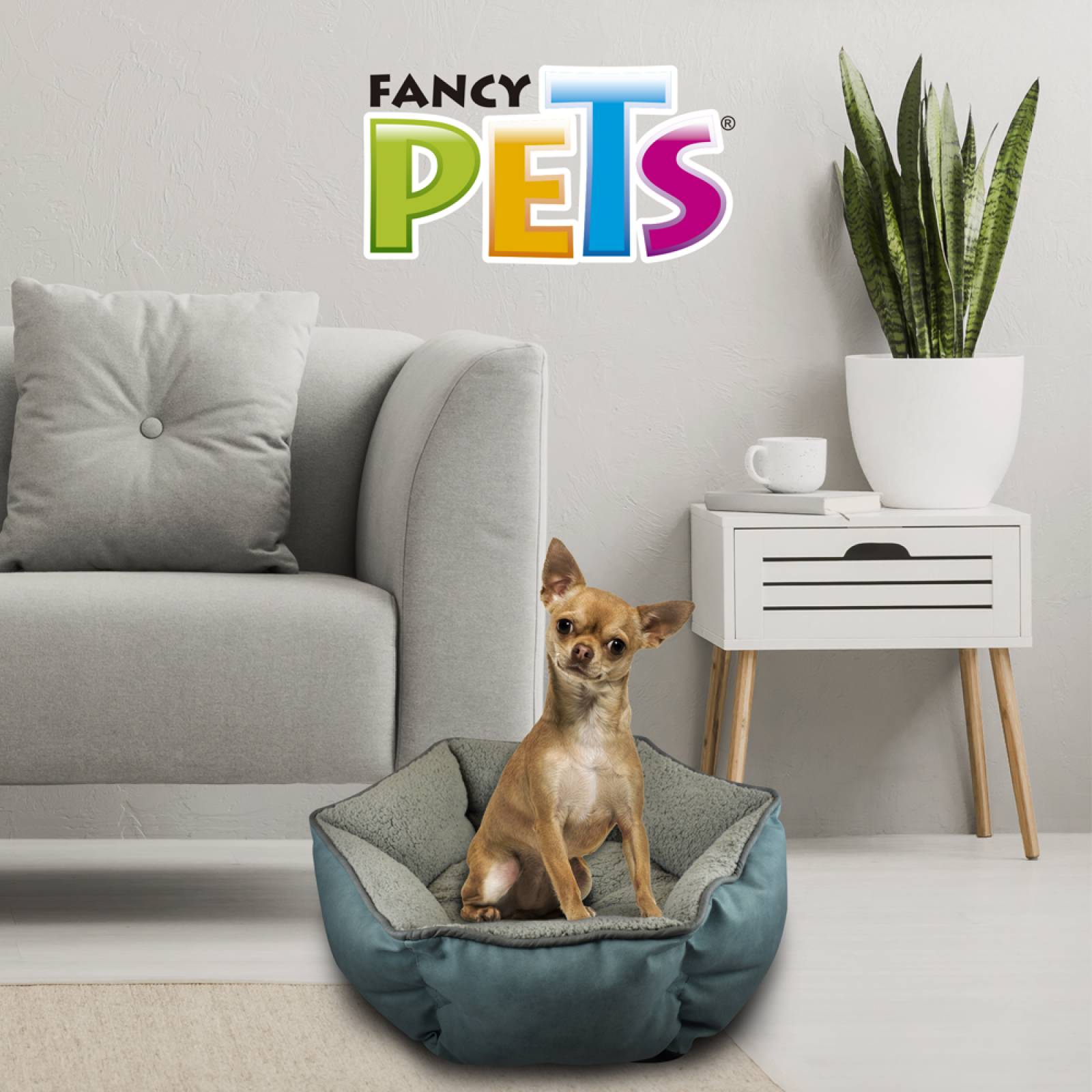 Cama de Tela Hexagonal Perros de Raza Chica Azul Fancy Pets