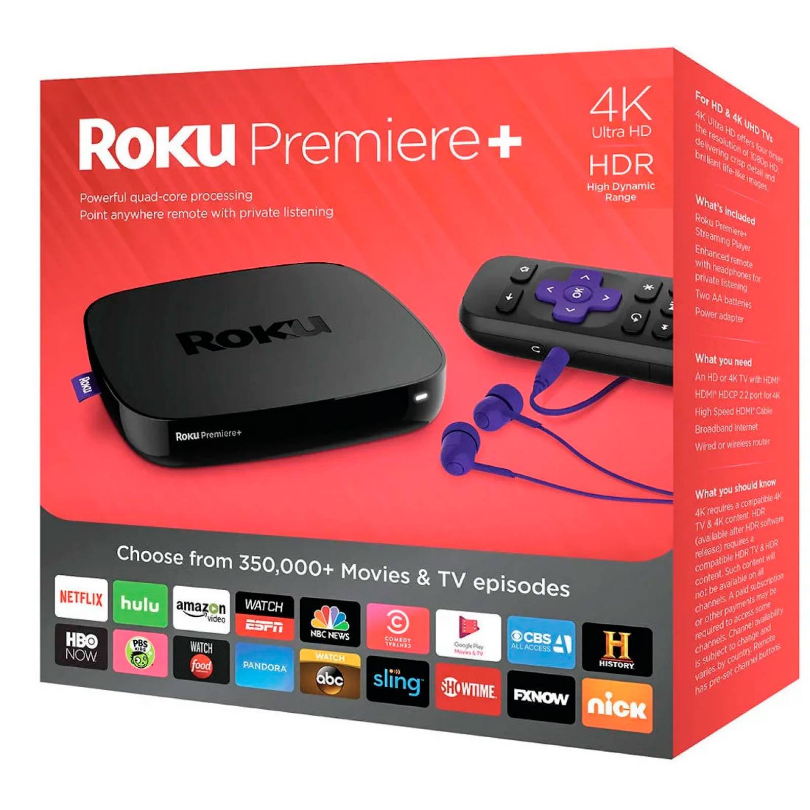 Roku Premiere Plus Reproductor Streaming 4K HDR HDMI